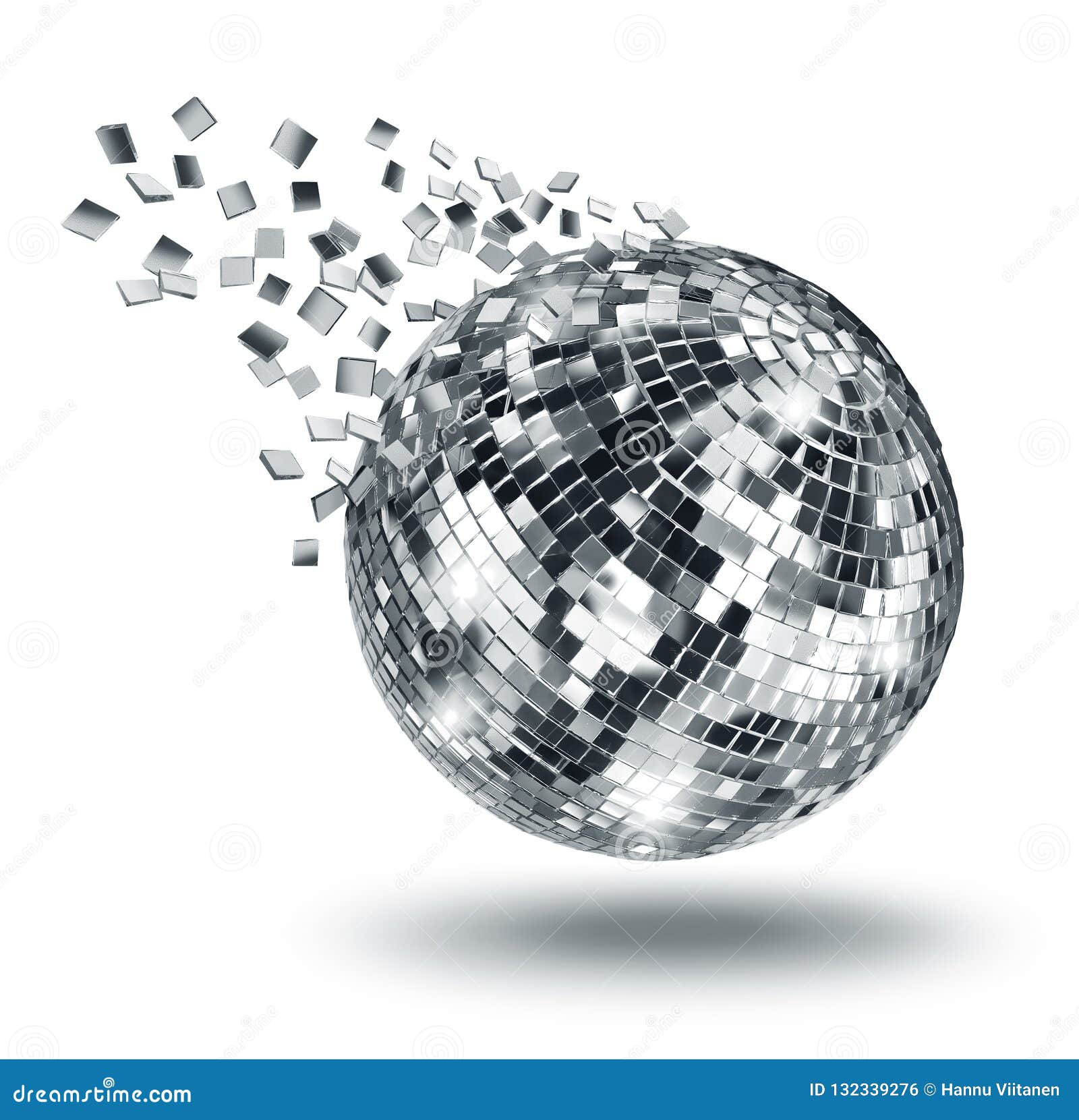 disco mirror ball breaking into silver fragments
