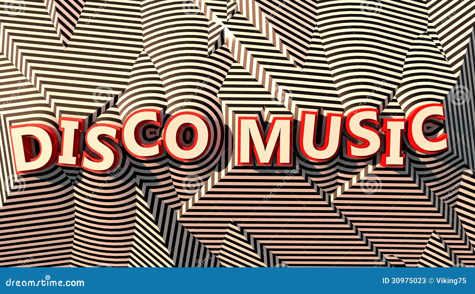 Disco Music logo on stripes. Disco Music logo on black and white stripes