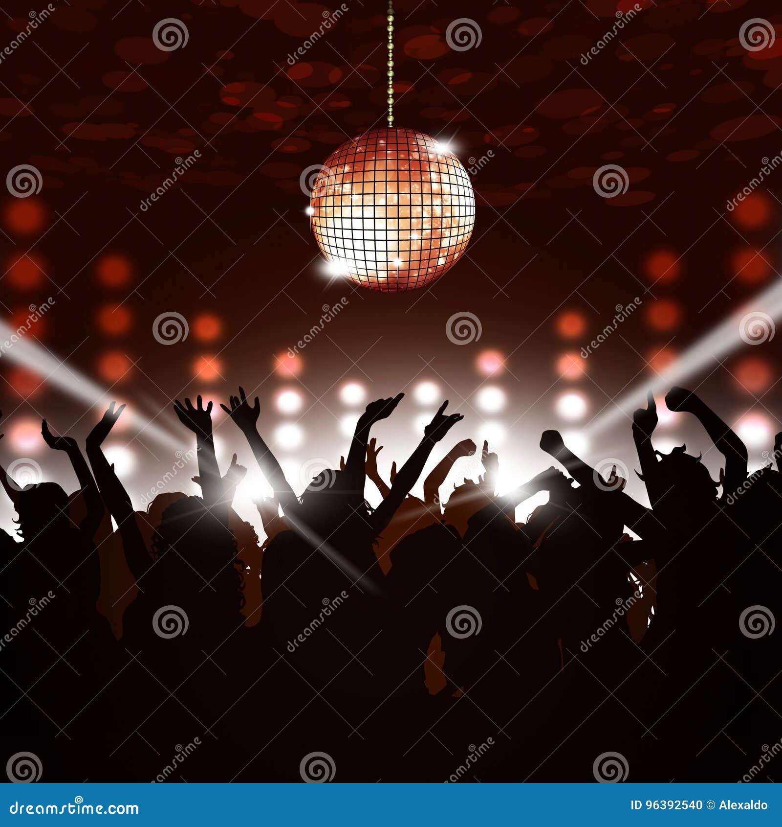 Disco Party Crowd stock illustration. Illustration of card - 96392540