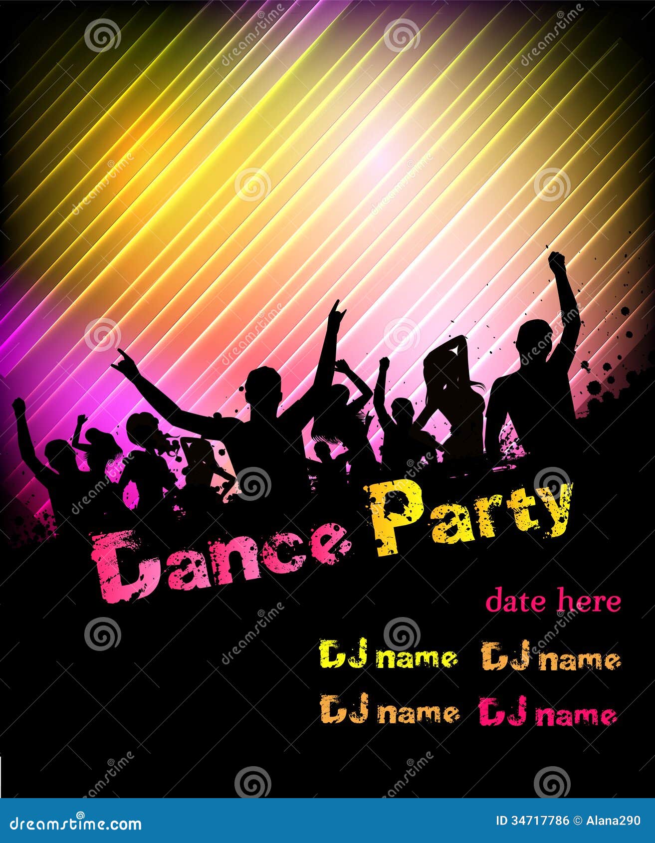 Disco Party Poster Background Stock Vector Illustration Of Person Date 34717786