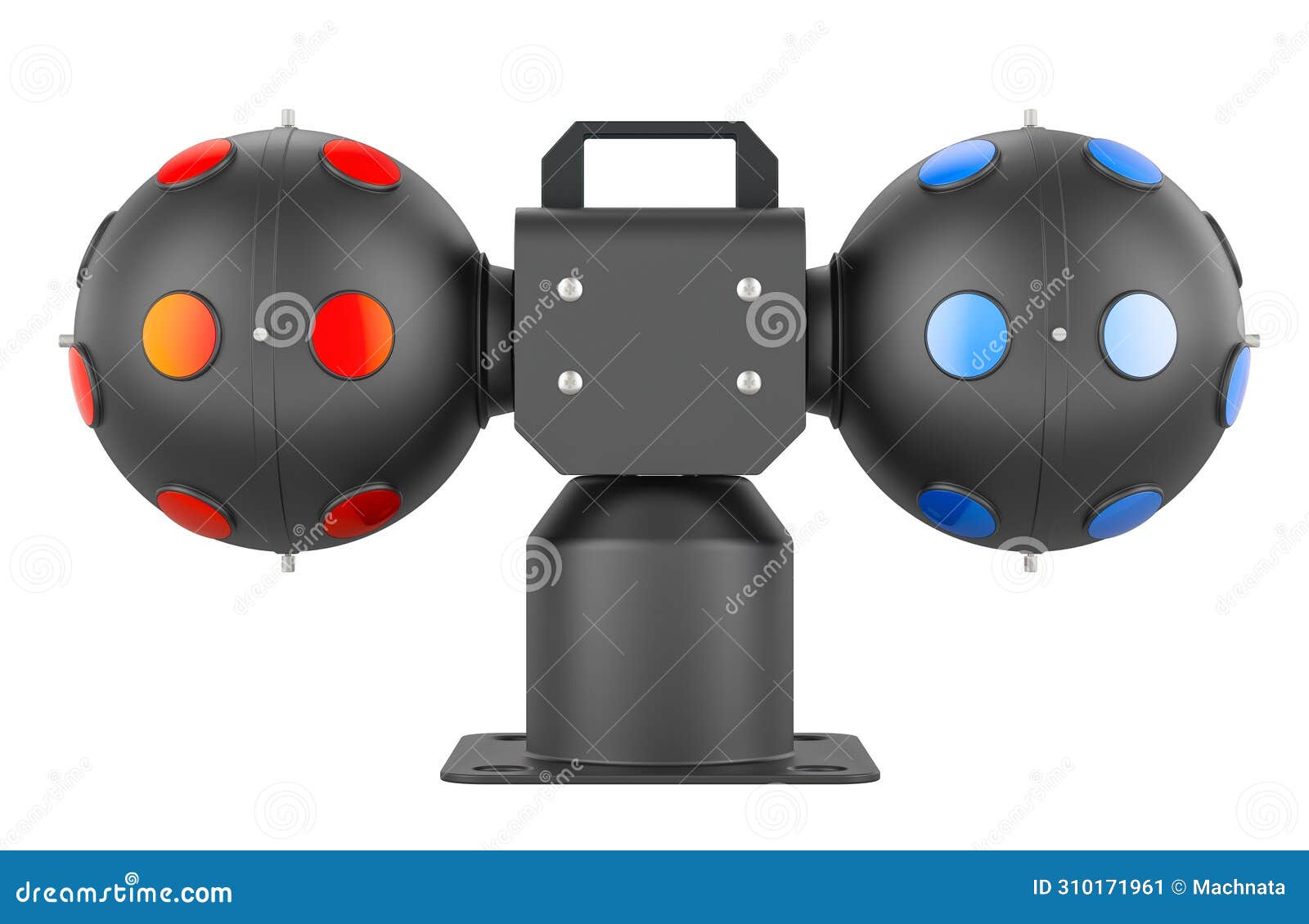 disco roto balls. variable-speed dual rotating ball light, 3d rendering