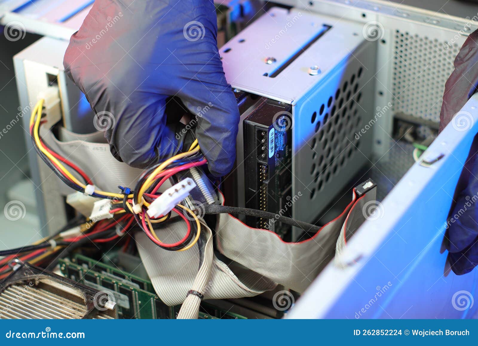 Disconnecting the Power from the Hard Drive of the Old Computer Stock