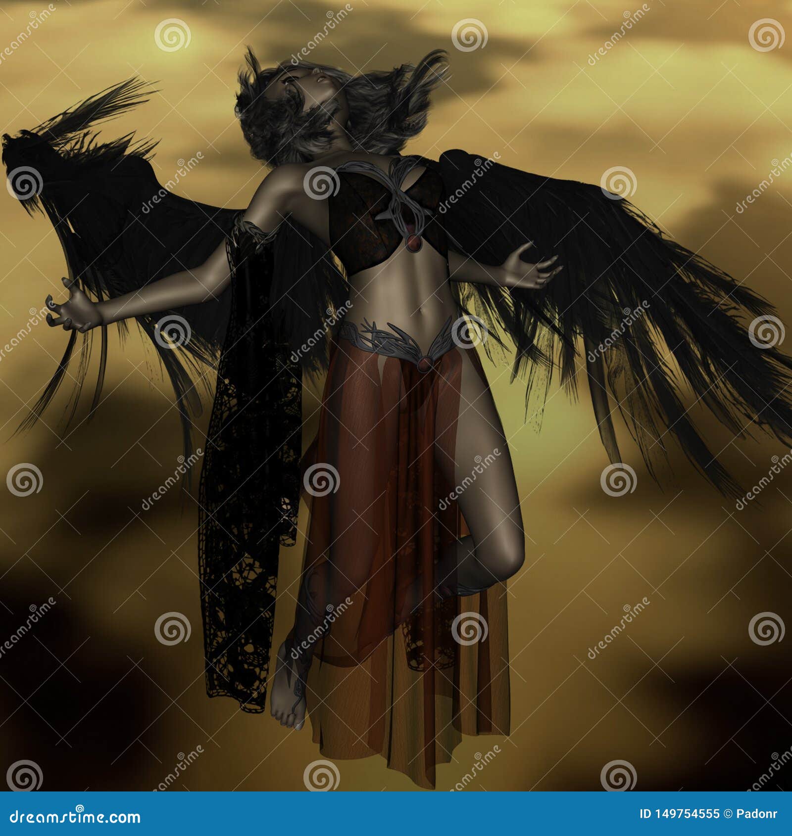 Disconsolate Angel Falling From Heaven To Hell Stock Illustration Illustration Of Beauty Gold