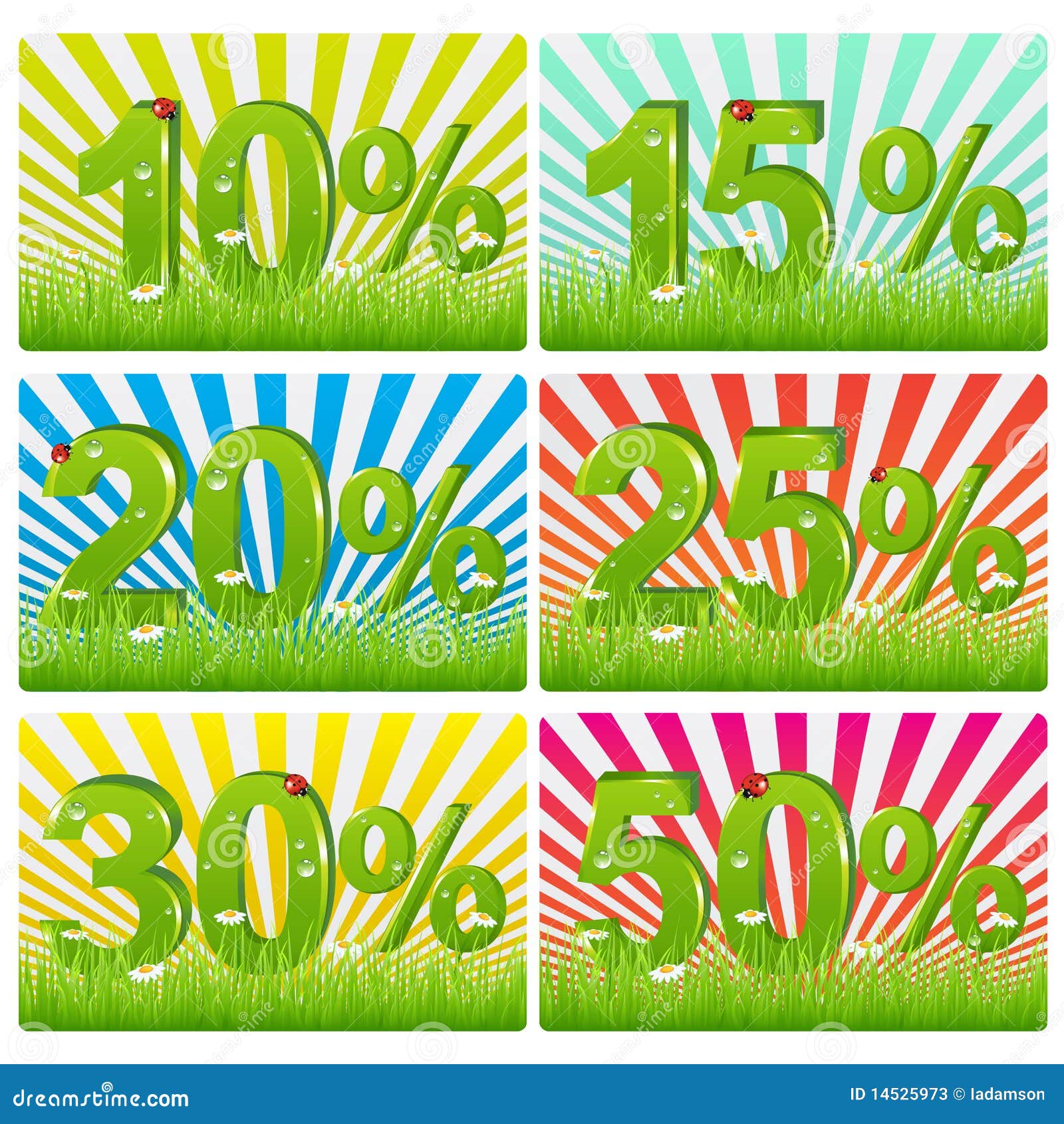 Discount Cards with Green Figures. Vector Stock Vector Illustration