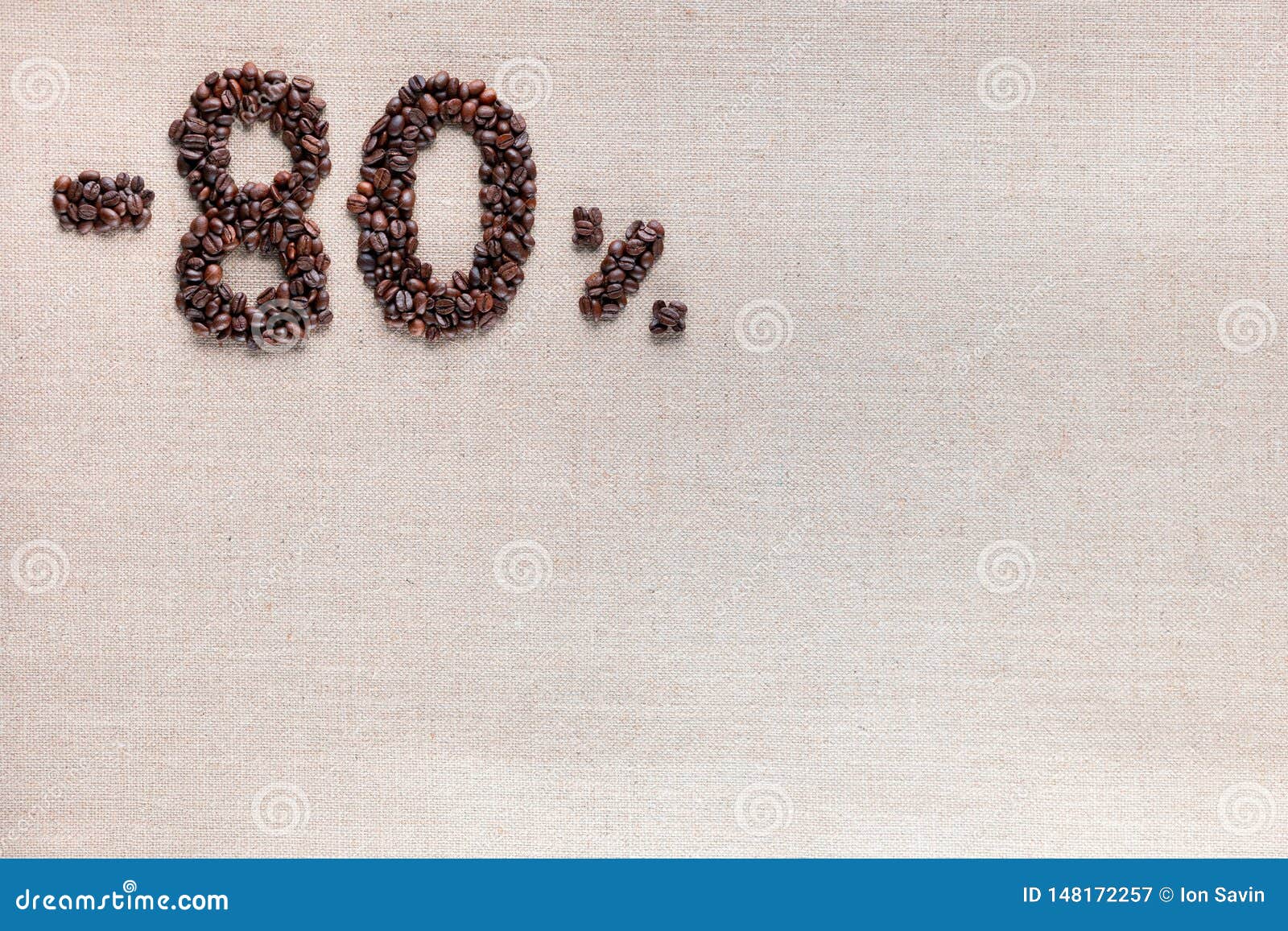 80% discount from coffee beans aligned top left