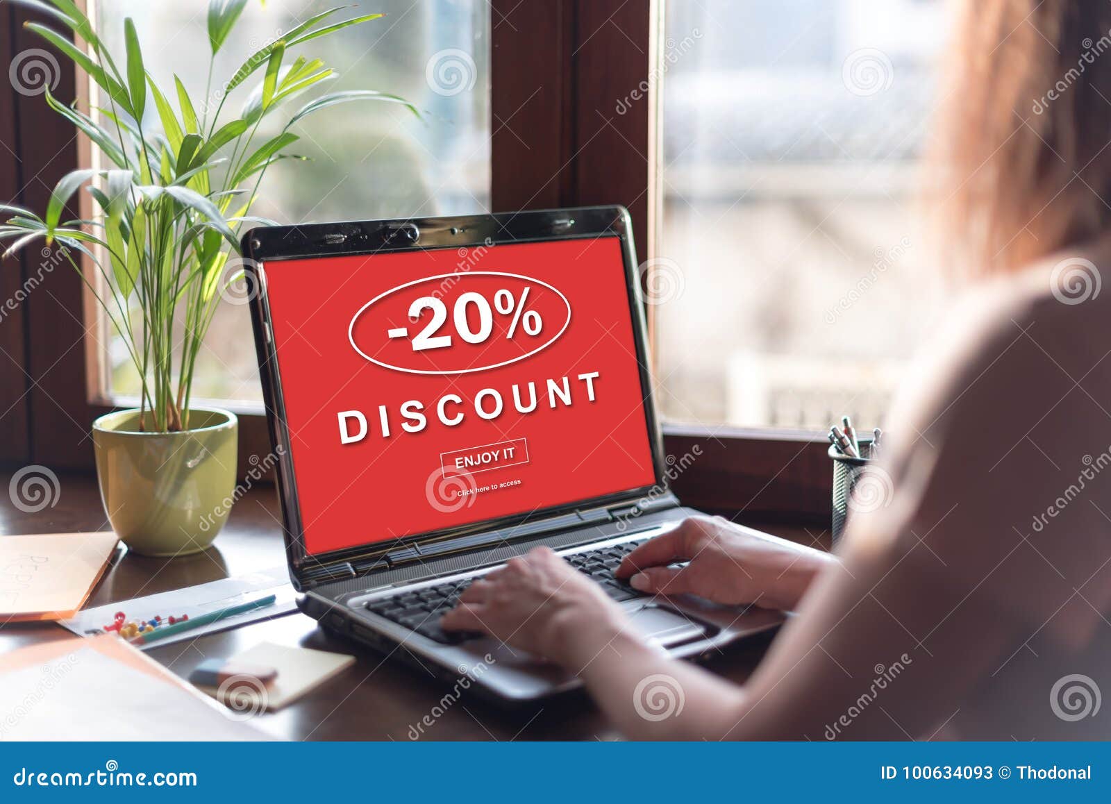 Discount Concept on a Laptop Screen Stock Image Image of screen