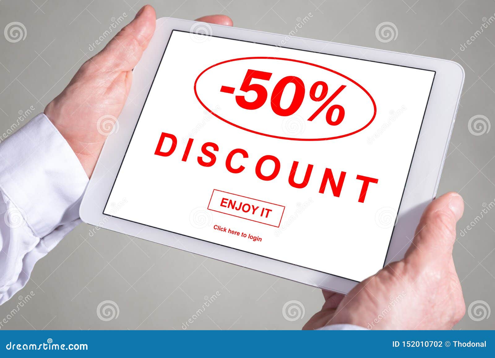Discount Concept on a Tablet Stock Photo Image of promotion, percent
