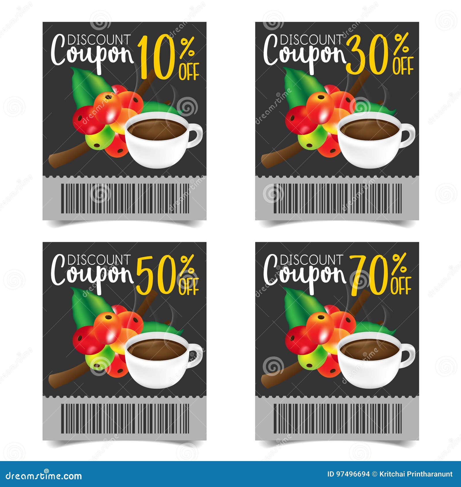 Discount Coupon design stock vector. Illustration of cafe 97496694