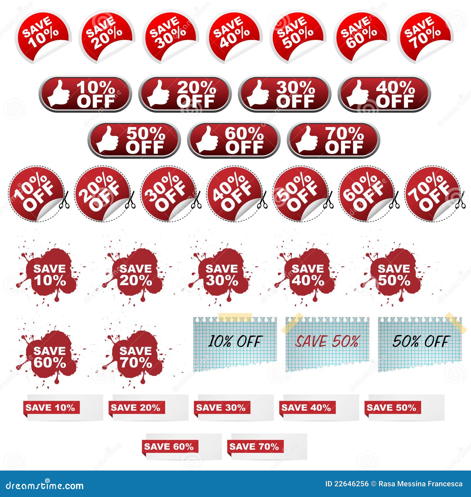 Sale 50% OFF discount sticker icon vector Red - Stock