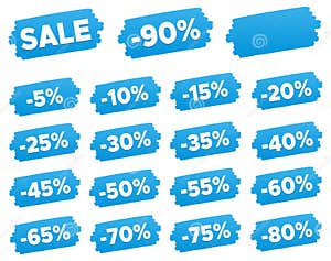 Discount Price Tags Blue Discount Label Set Stock Vector 
