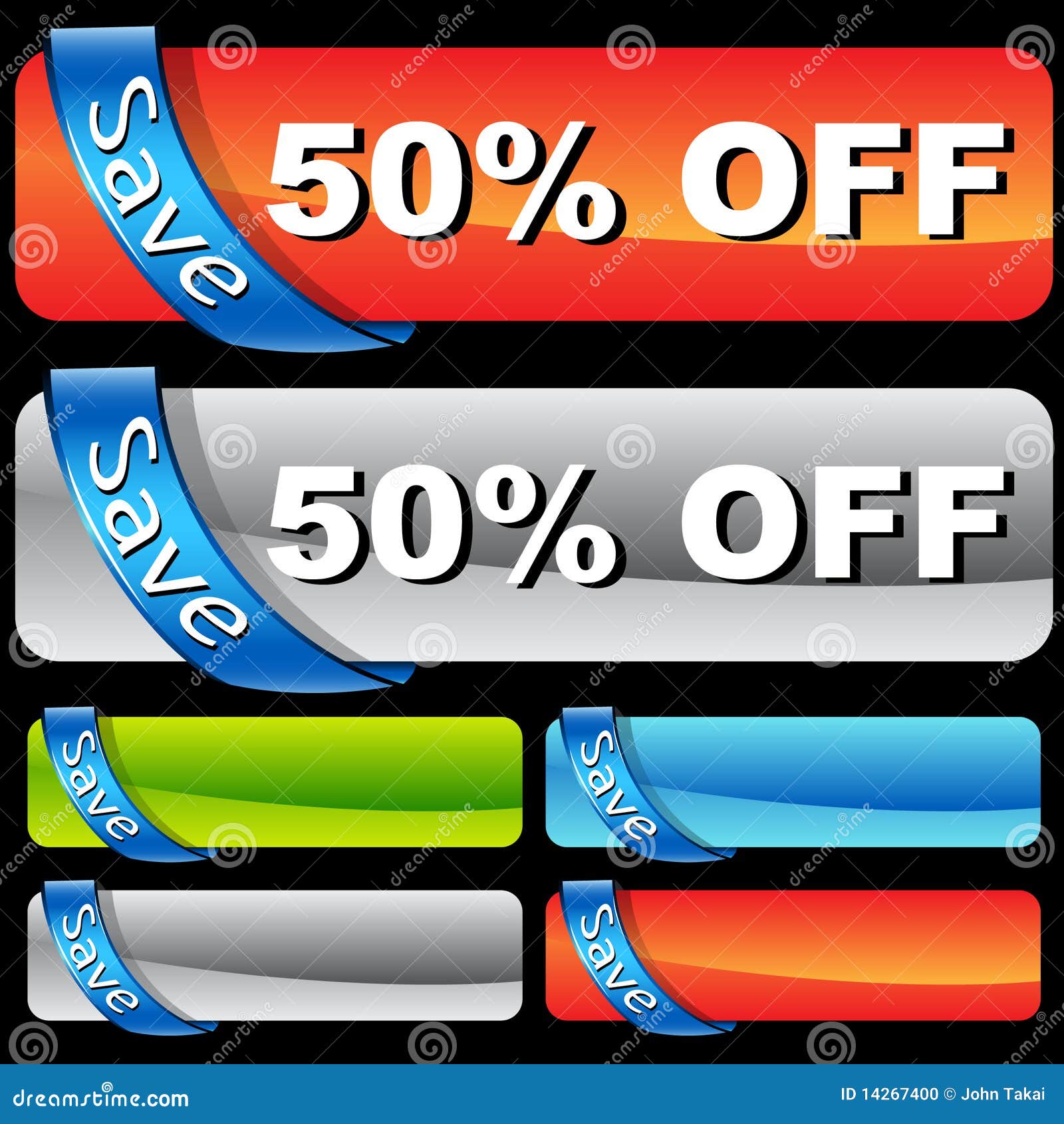 Discount Ribbon Bar Set stock vector. Illustration of eps10 14267400