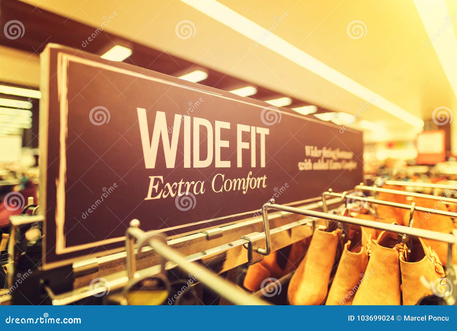 Discount Sign Clothing Shop Wide Shot with Selective Focus Stock Photo ...