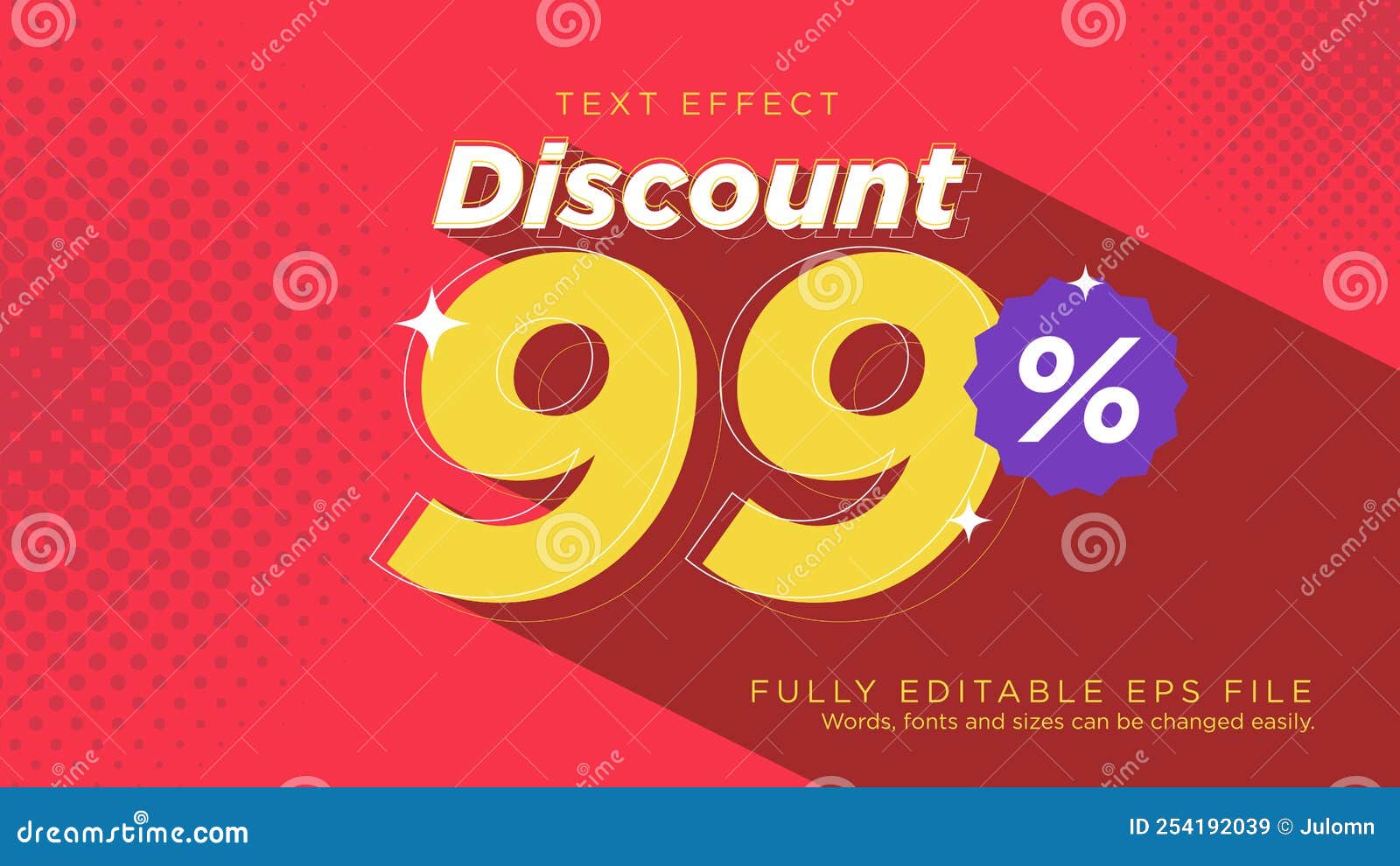 Discount 99 Text Effect Font Type Stock Vector Illustration of design