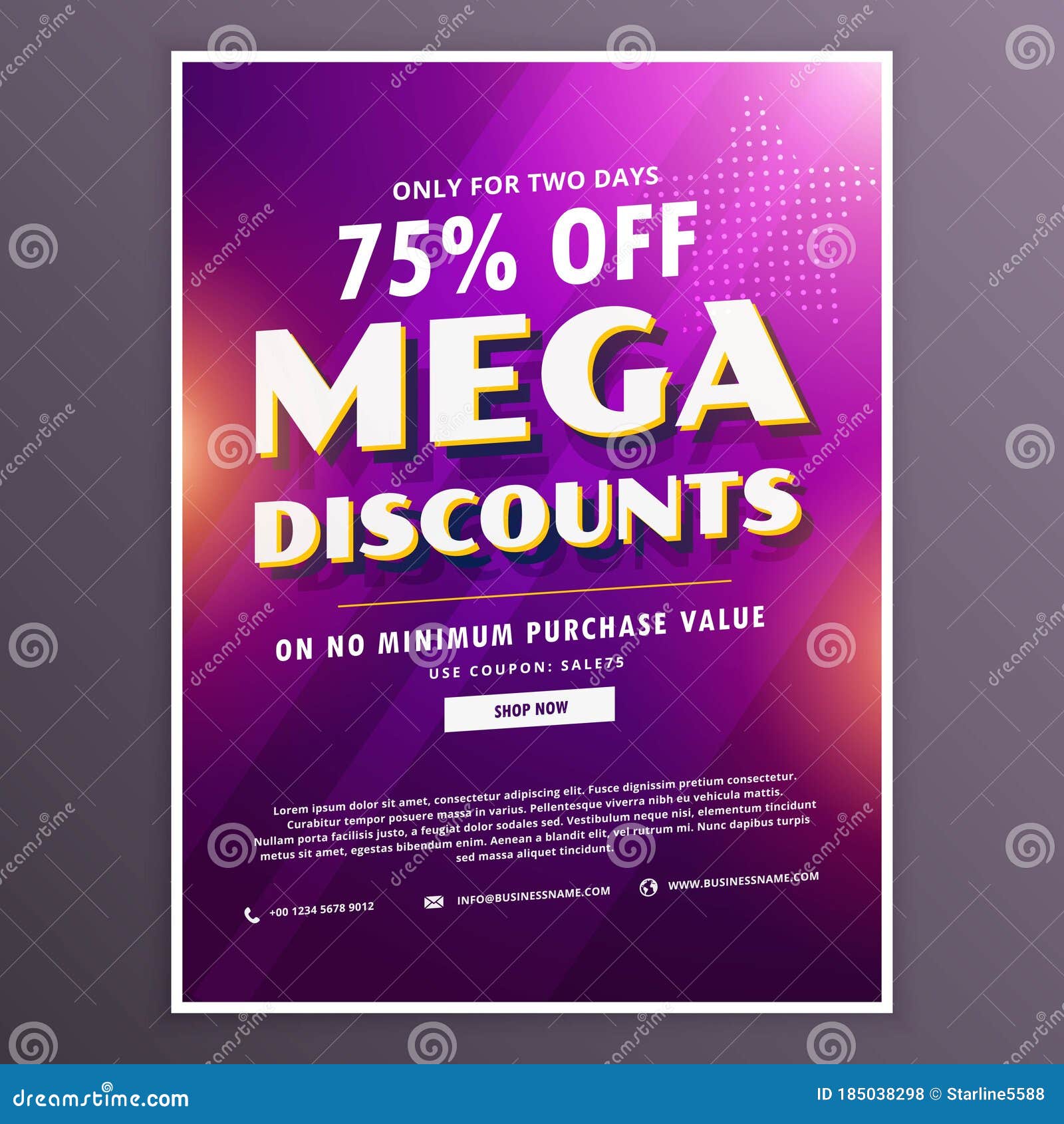 Discount Voucher with Purple Background Stock Vector Illustration of