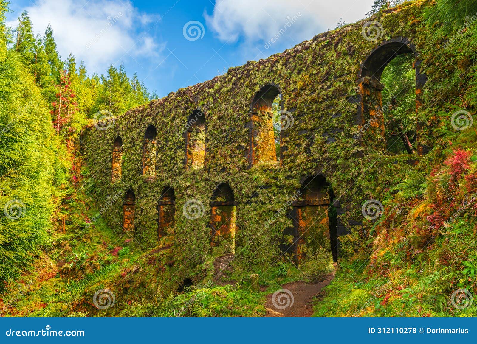 muro das nove janelas, a mysterious moss-covered aqueduct nestled in sao miguel, azores