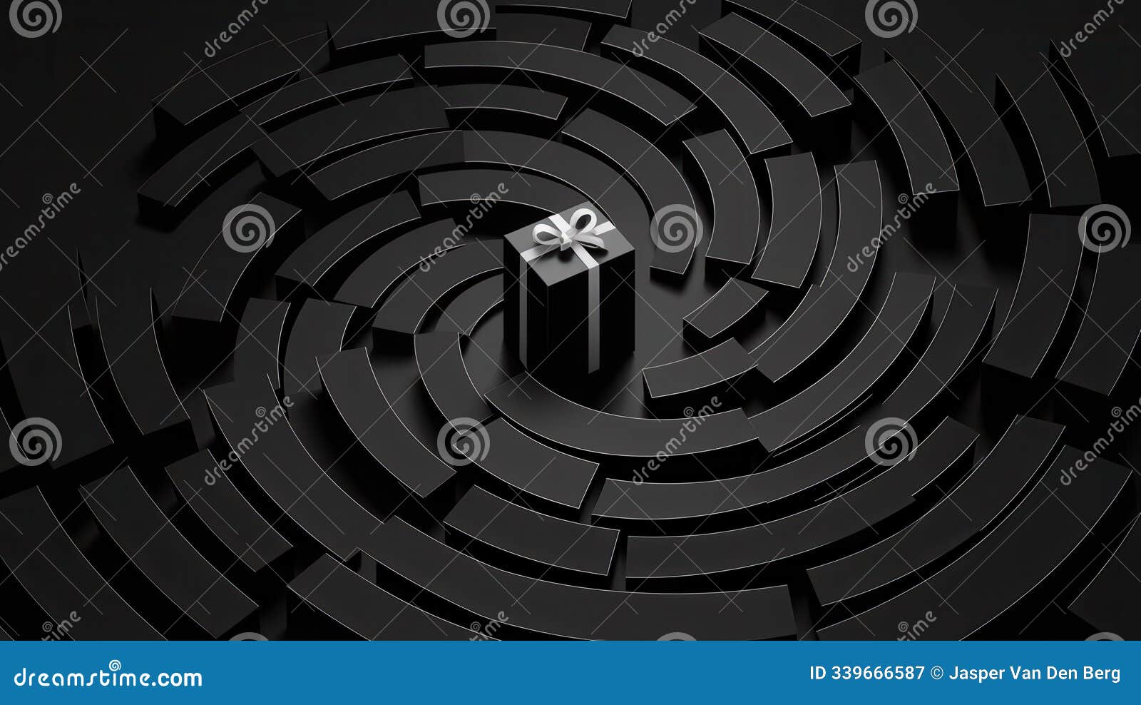 modern minimalist 3d gift box black maze - creative holiday shopping concept black friday gift-giving promotions