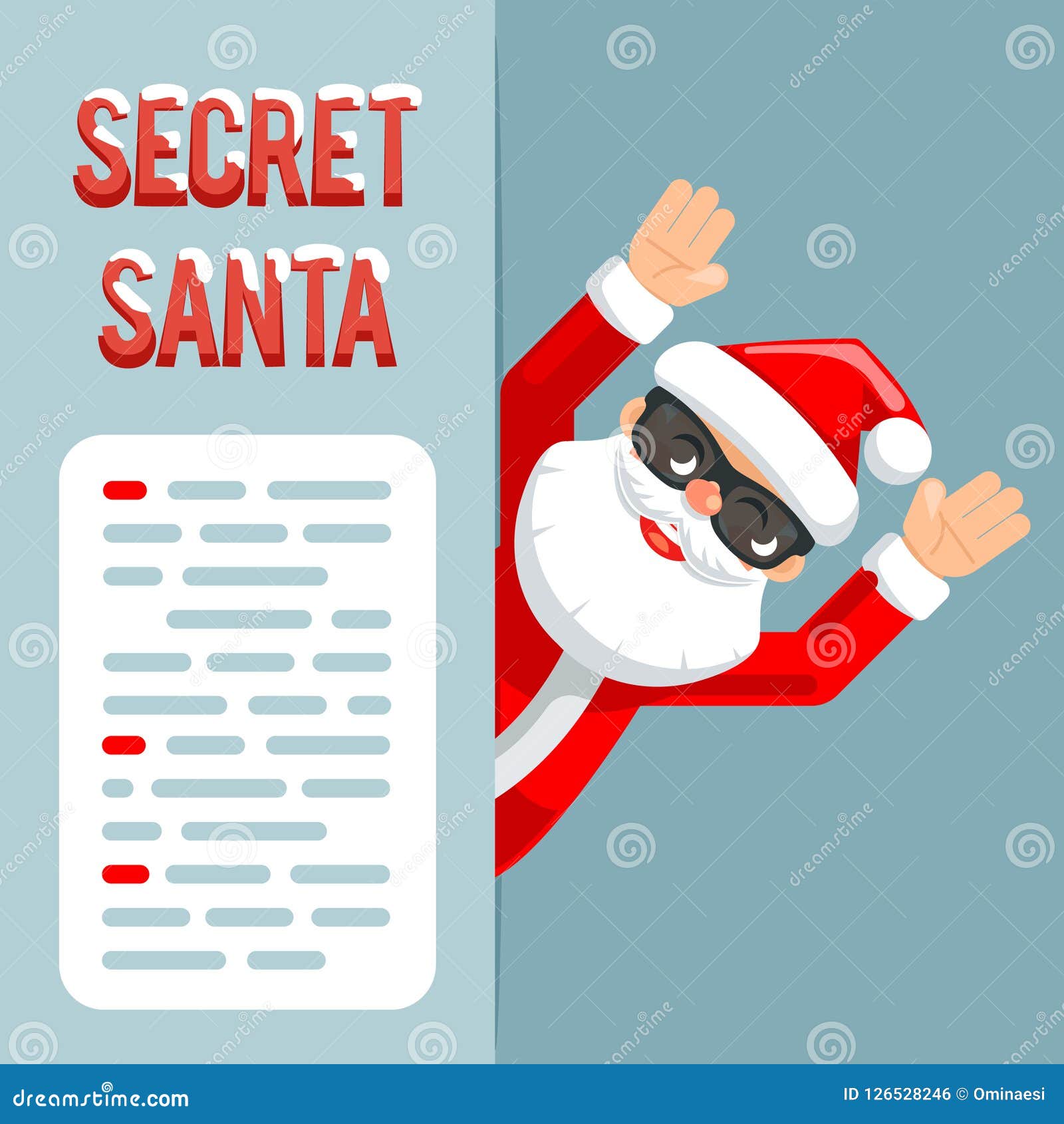 discovered hands up surender give up revealed secret santa claus peeking out corner cartoon character flat  poster