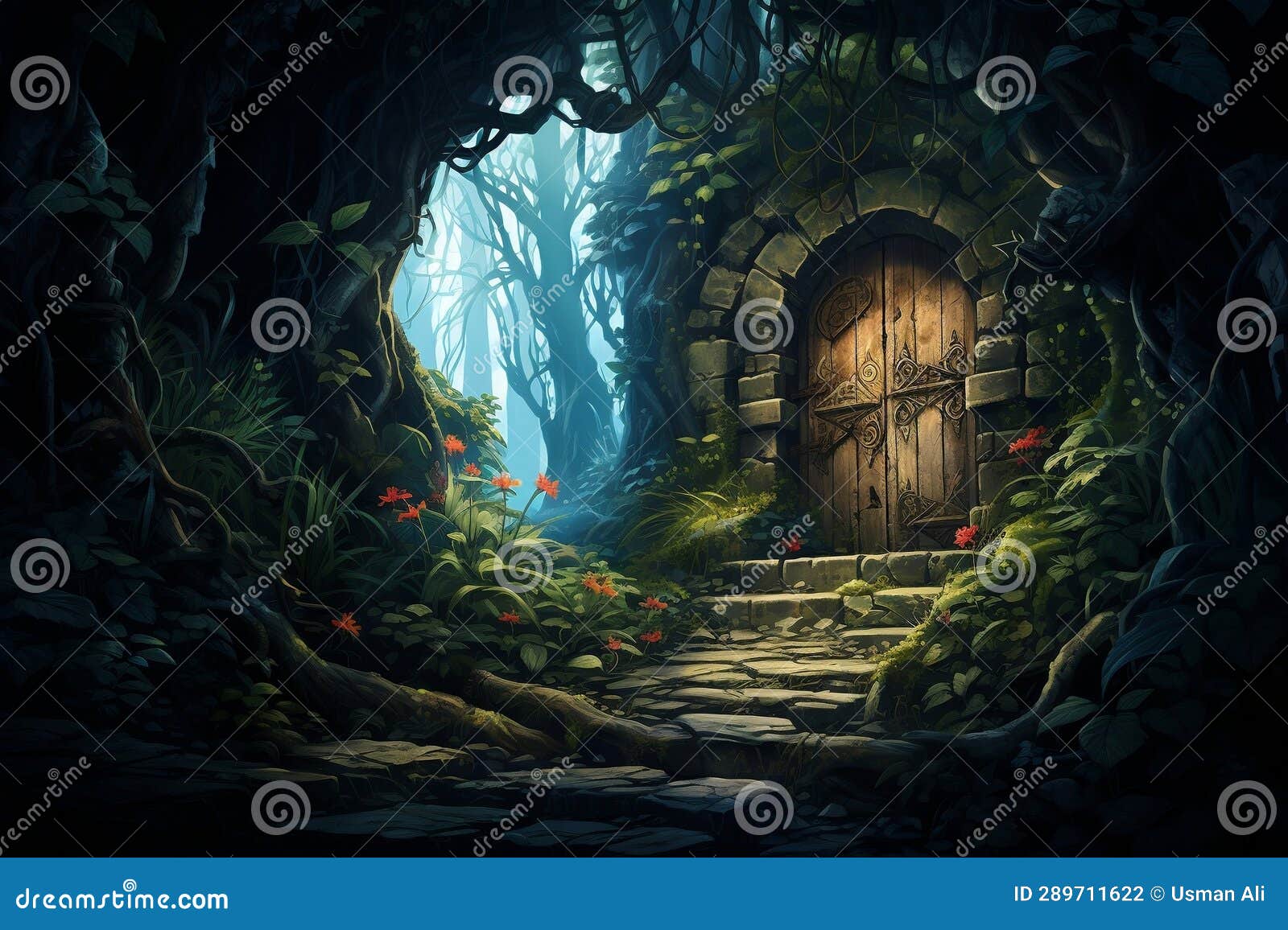 Discovering the Enigmatic Realm: Unveiling a Hidden Portal. AI Stock Photo - Image of revealed 