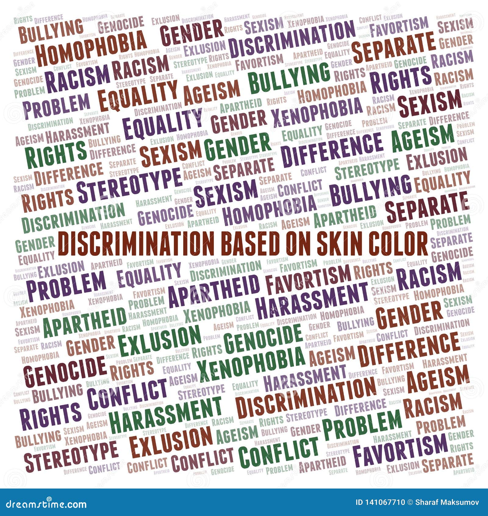 Discrimination Based On Skin Color Type Of Discrimination Word Cloud Stock Illustration