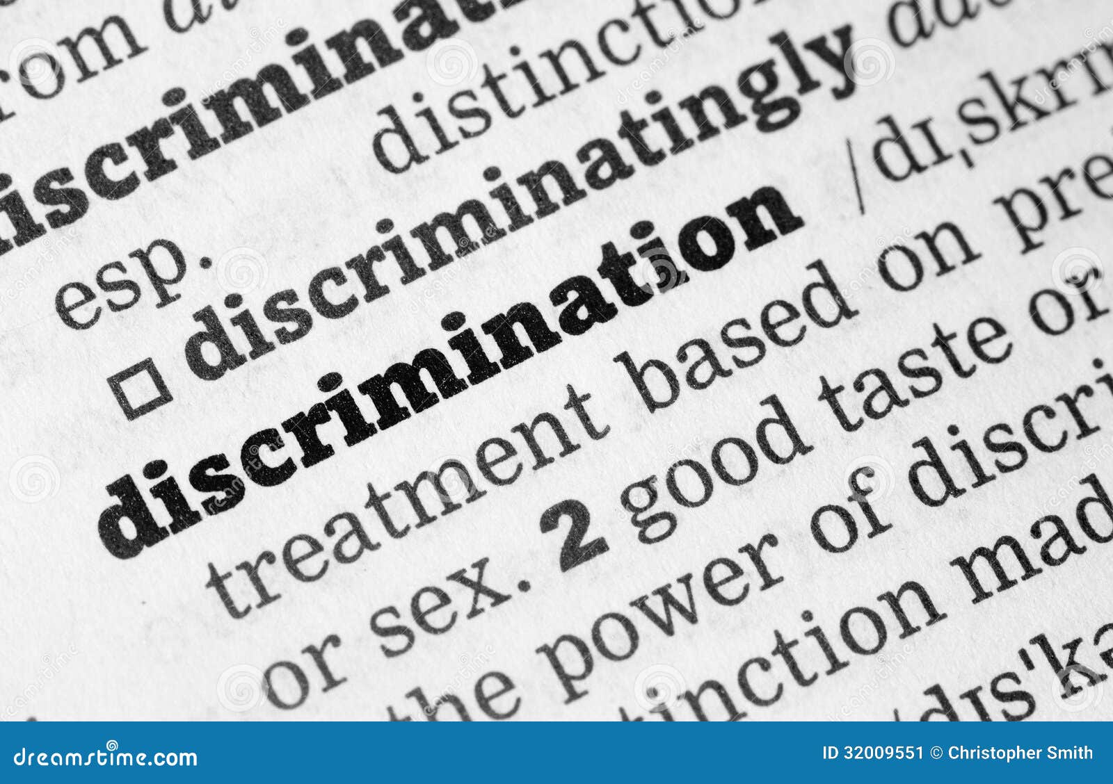 Discrimination Dictionary Definition Stock Image Image of black, page