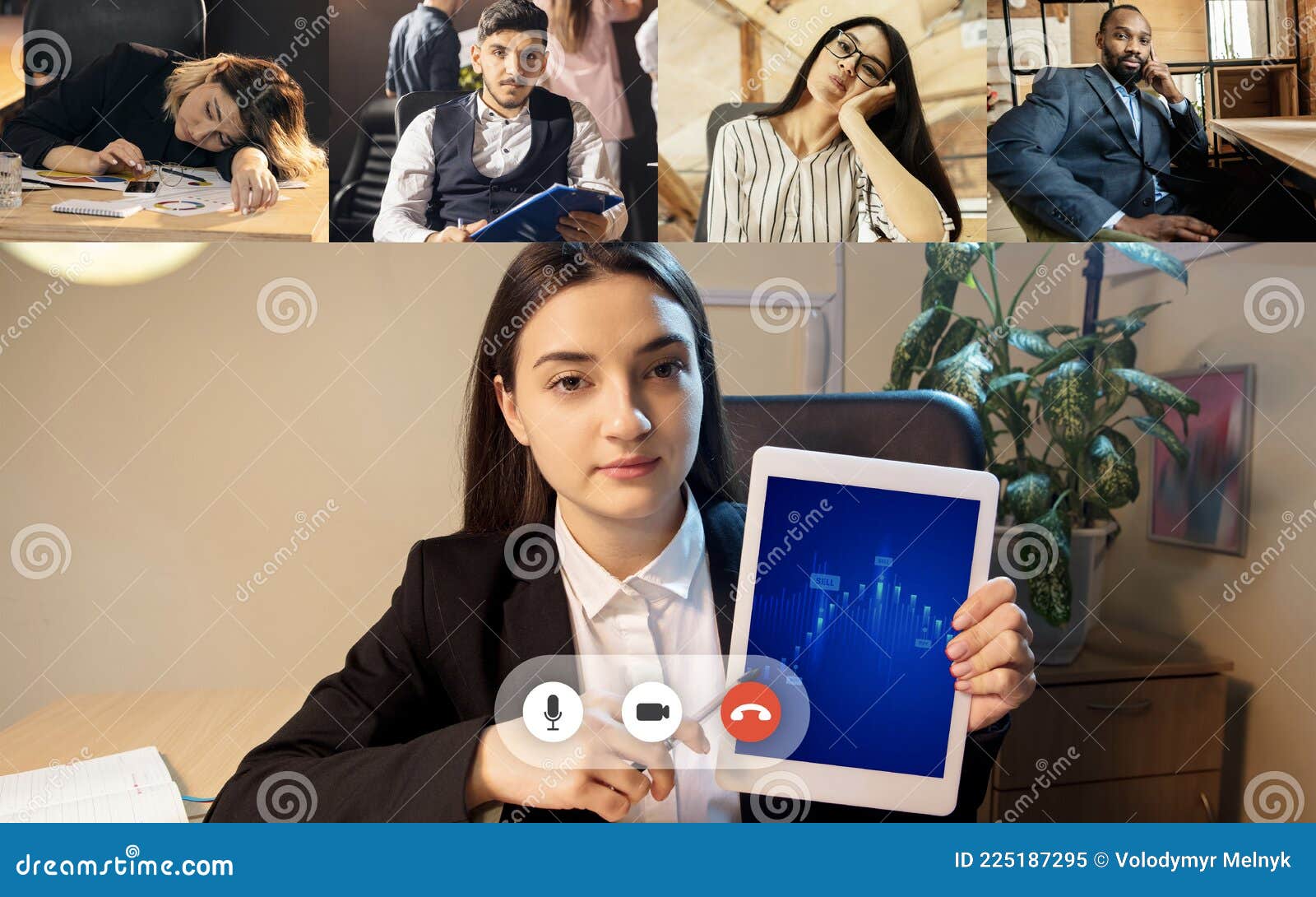 Discussion Future Project. Team Working by Group Video Call Share Ideas