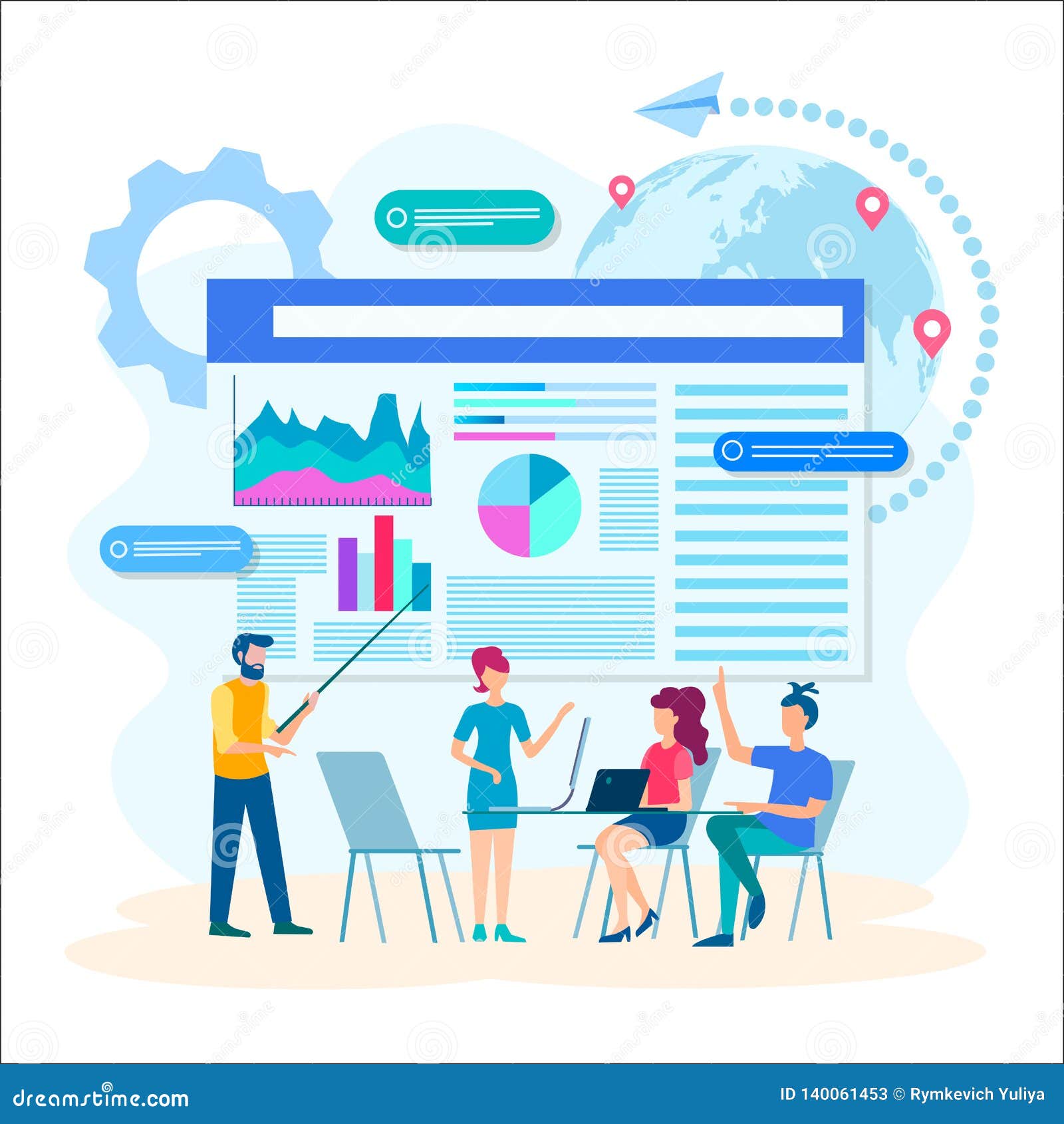 Discussion of  Technologies Optimization Stock Vector Illustration