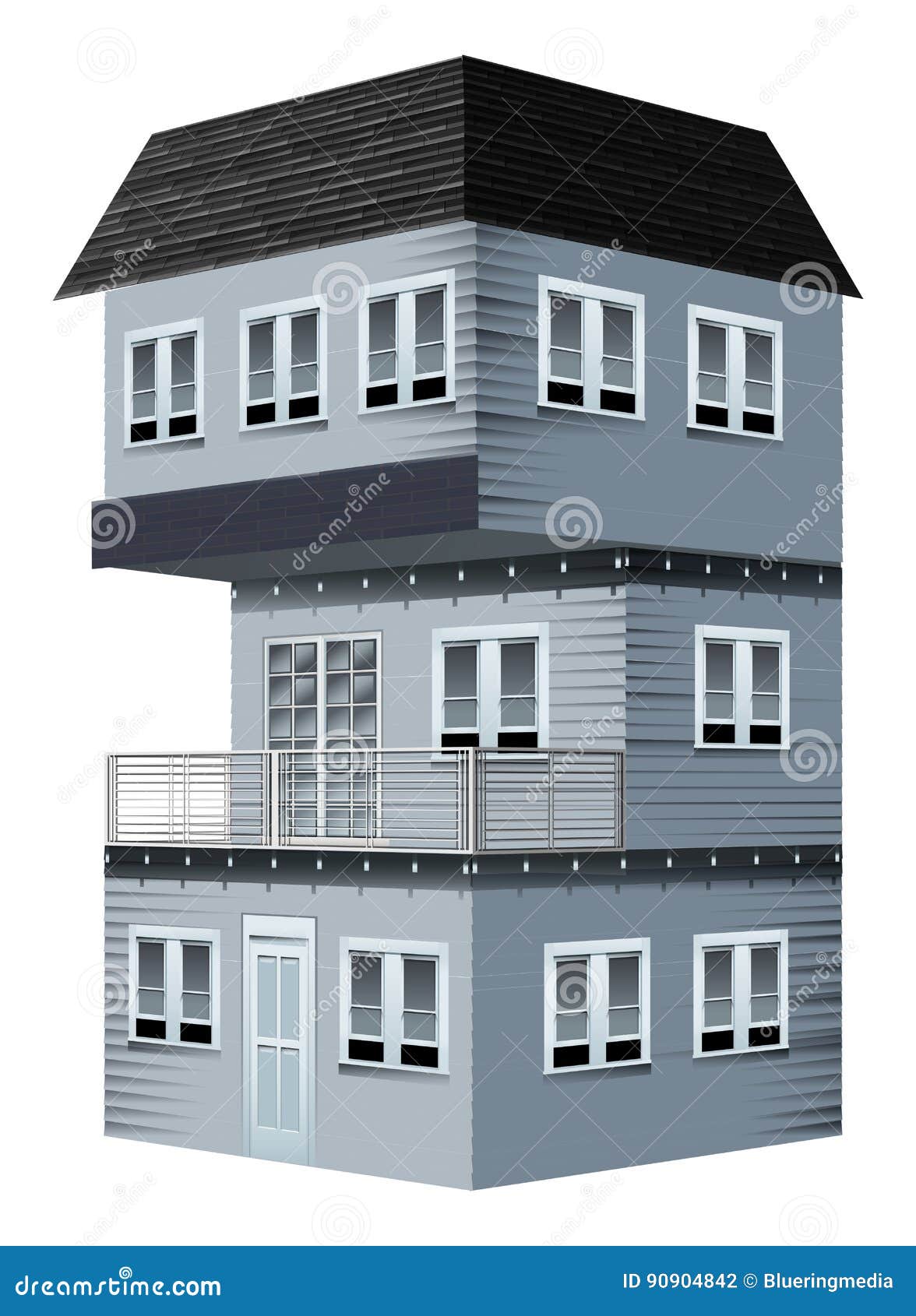 Diseño 3D Para La Casa Pintada En Gris Ilustración del Vector - Ilustración  de edificio, blanco: 90904842