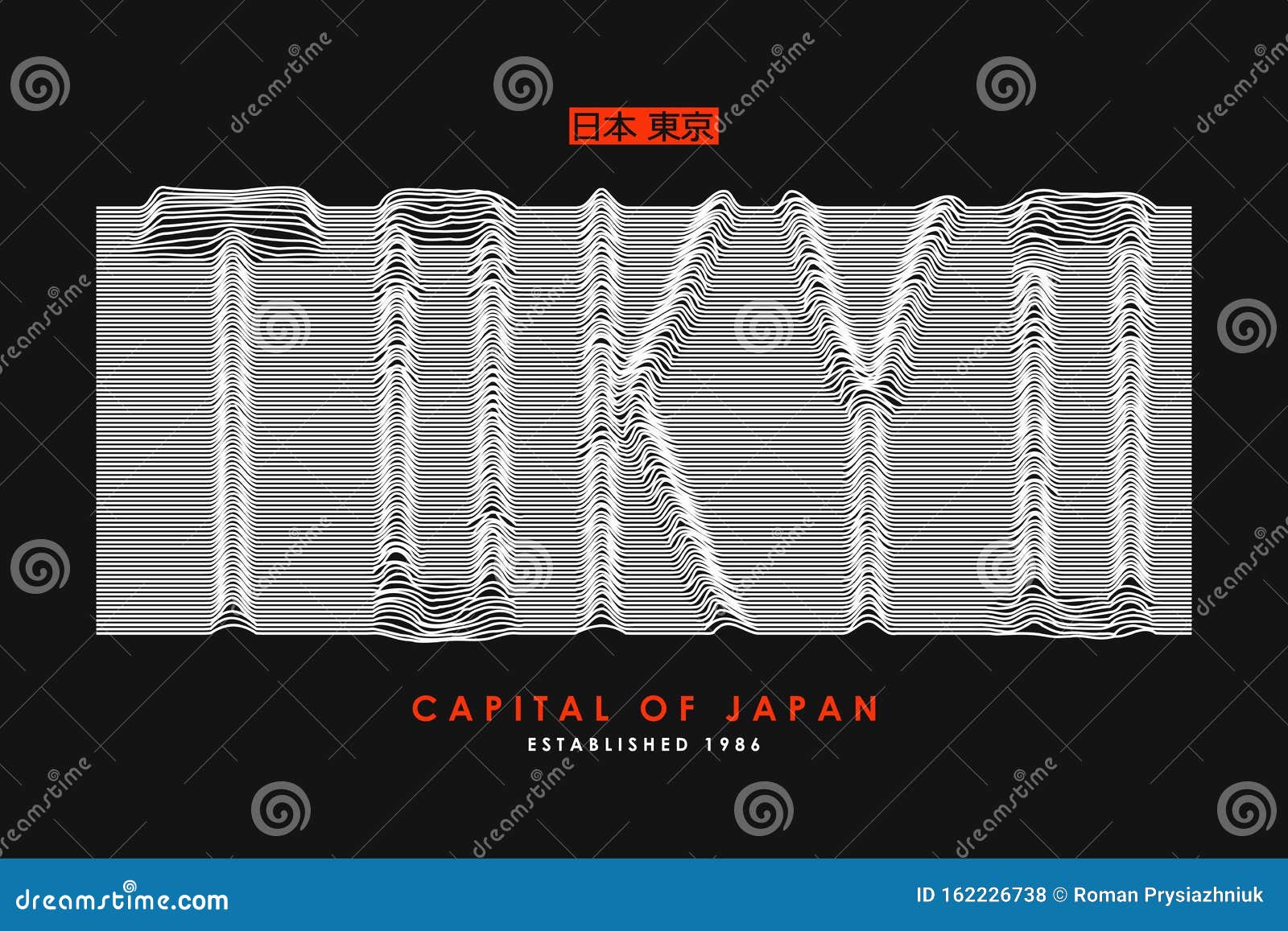 Diseño De Camisetas De Tokio Eslogan De Fuente 3d Gráficos De Tipografía Moderna De Japón Para Ropa Con Letras De Líneas Ilustración del Vector - manera, fondo: 162226738