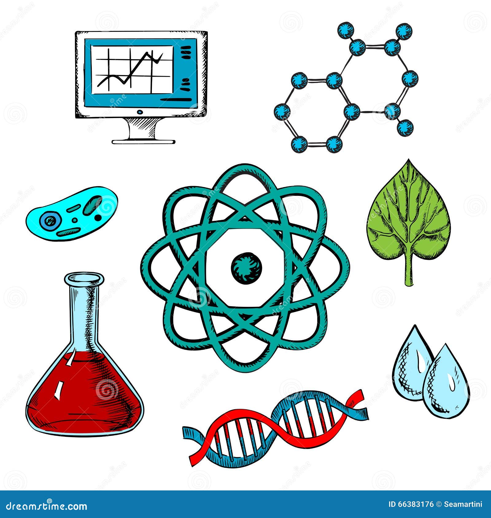 Diseño De Concepto Plano De La Biología Ilustración del Vector -  Ilustración de desarrollo, microscopio: 66383176