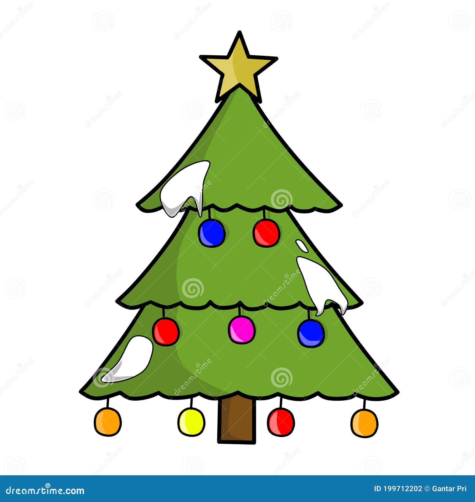 Diseño De Dibujos Animados De árboles De Navidad Con Estrellas Y Luces  Ilustración del Vector - Ilustración de estrella, ornamento: 199712202