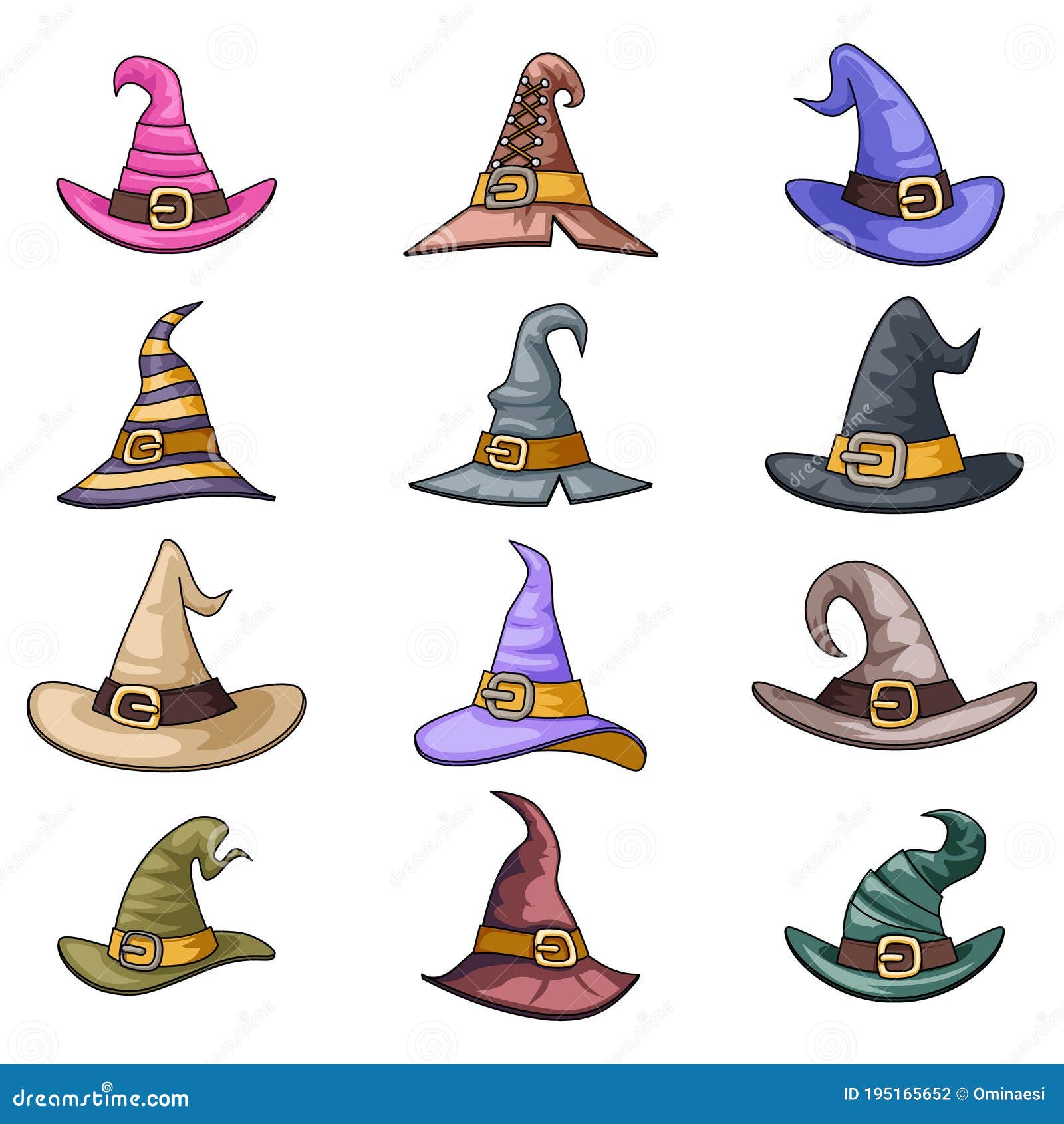 Diseño De Dibujos Animados Bruja Decoración De Sombreros Halloween Iconos  Conjunto Diseño Aislado Ilustración Vectorial Ilustración del Vector -  Ilustración de muestra, encanto: 195165652