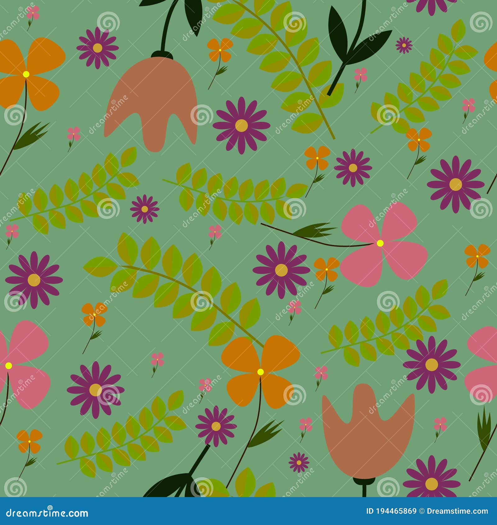 Diseño De Flores De Dibujos Animados Sin Fisuras. Fondo Vectorial Para  Textiles Y Más Stock de ilustración - Ilustración de papel, textil:  194465869