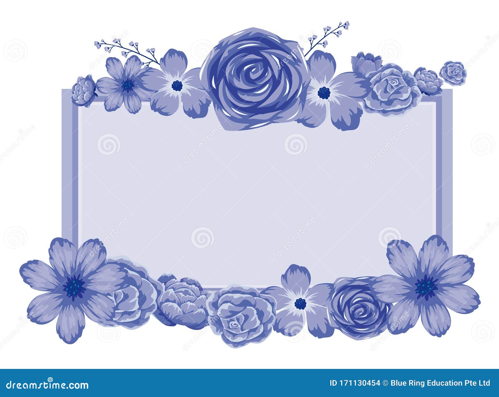 Diseño De Fondo Con Marco De Flores Azules Stock de ilustración -  Ilustración de cuadro, flor: 171130454