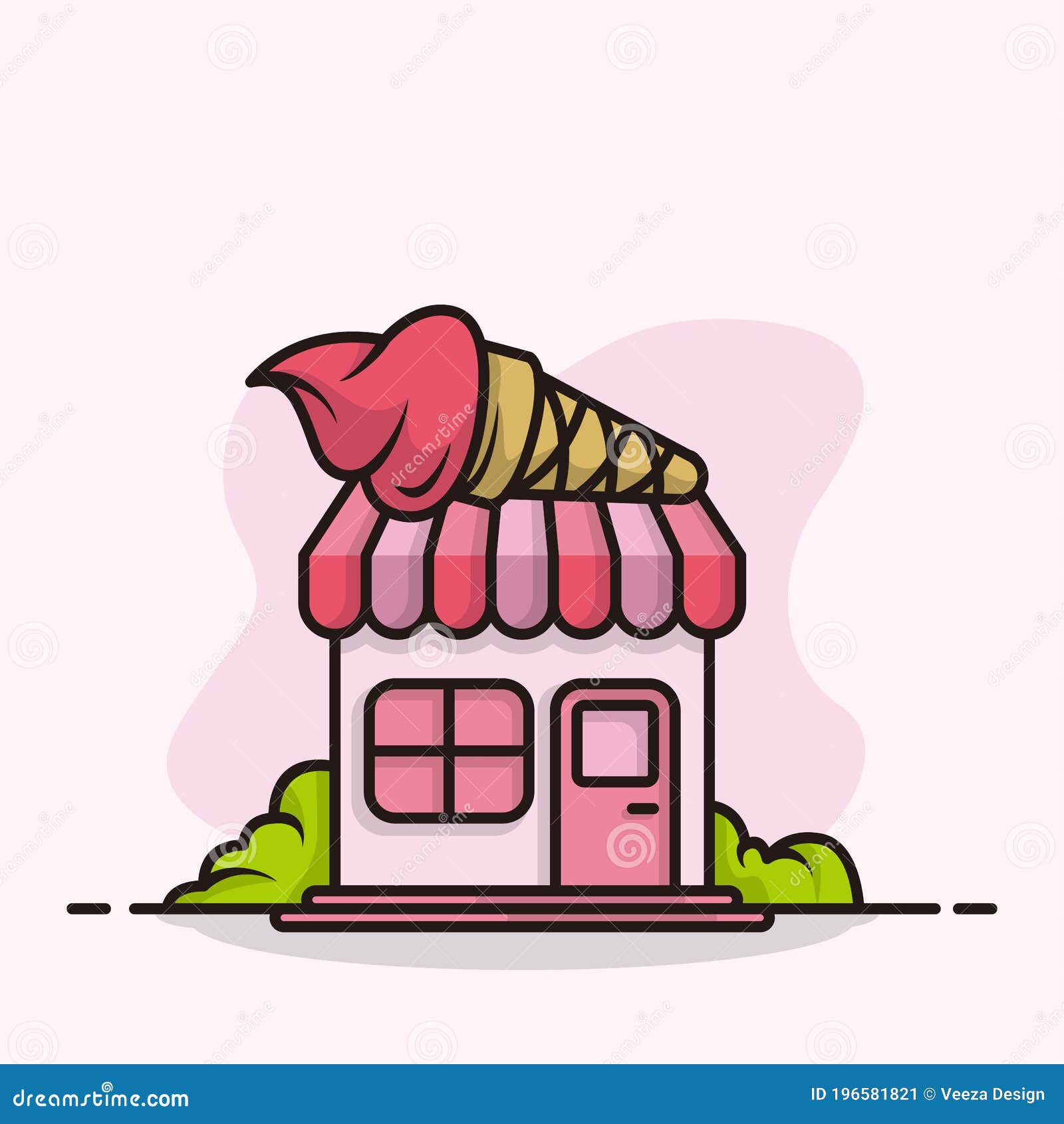 Diseño De Ilustraciones De Dibujos Animados En Color Rosa De La Tienda  Rápida De Helados Ilustración del Vector - Ilustración de alimento,  vendedor: 196581821