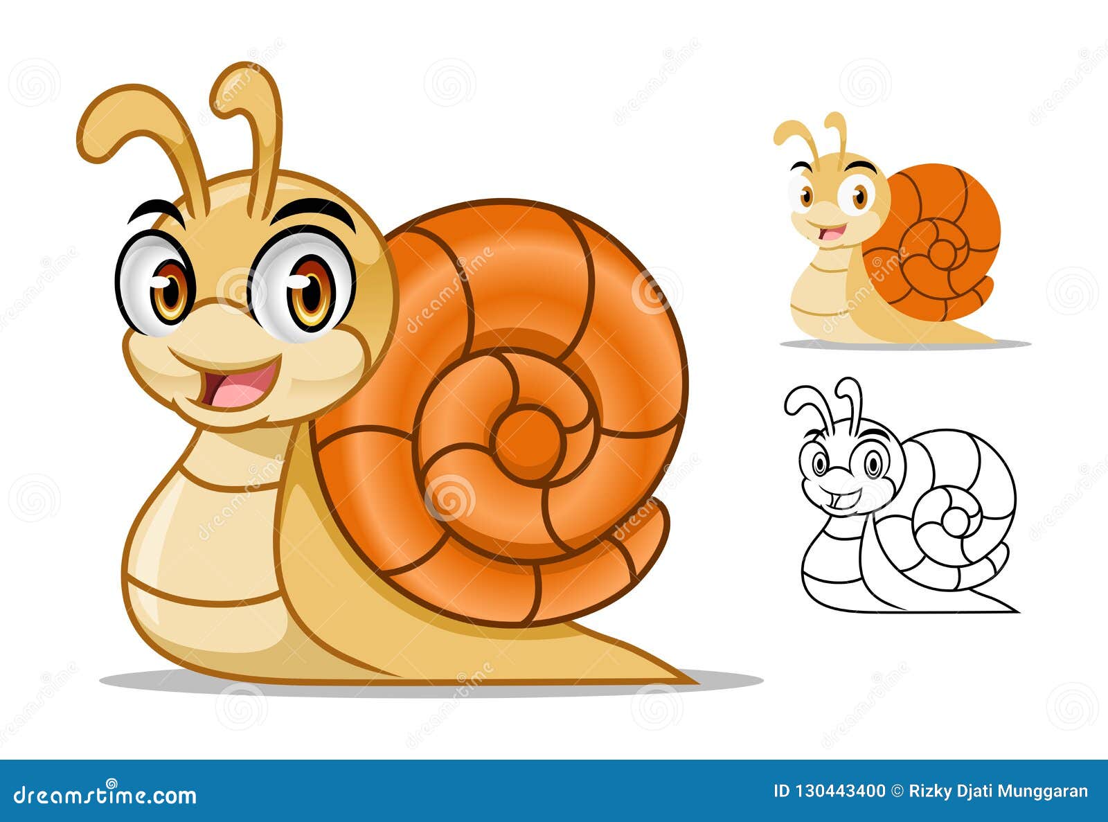 Diseño De La Mascota Del Personaje De Dibujos Animados Del Caracol  Ilustración del Vector - Ilustración de contorno, arrastre: 130443400