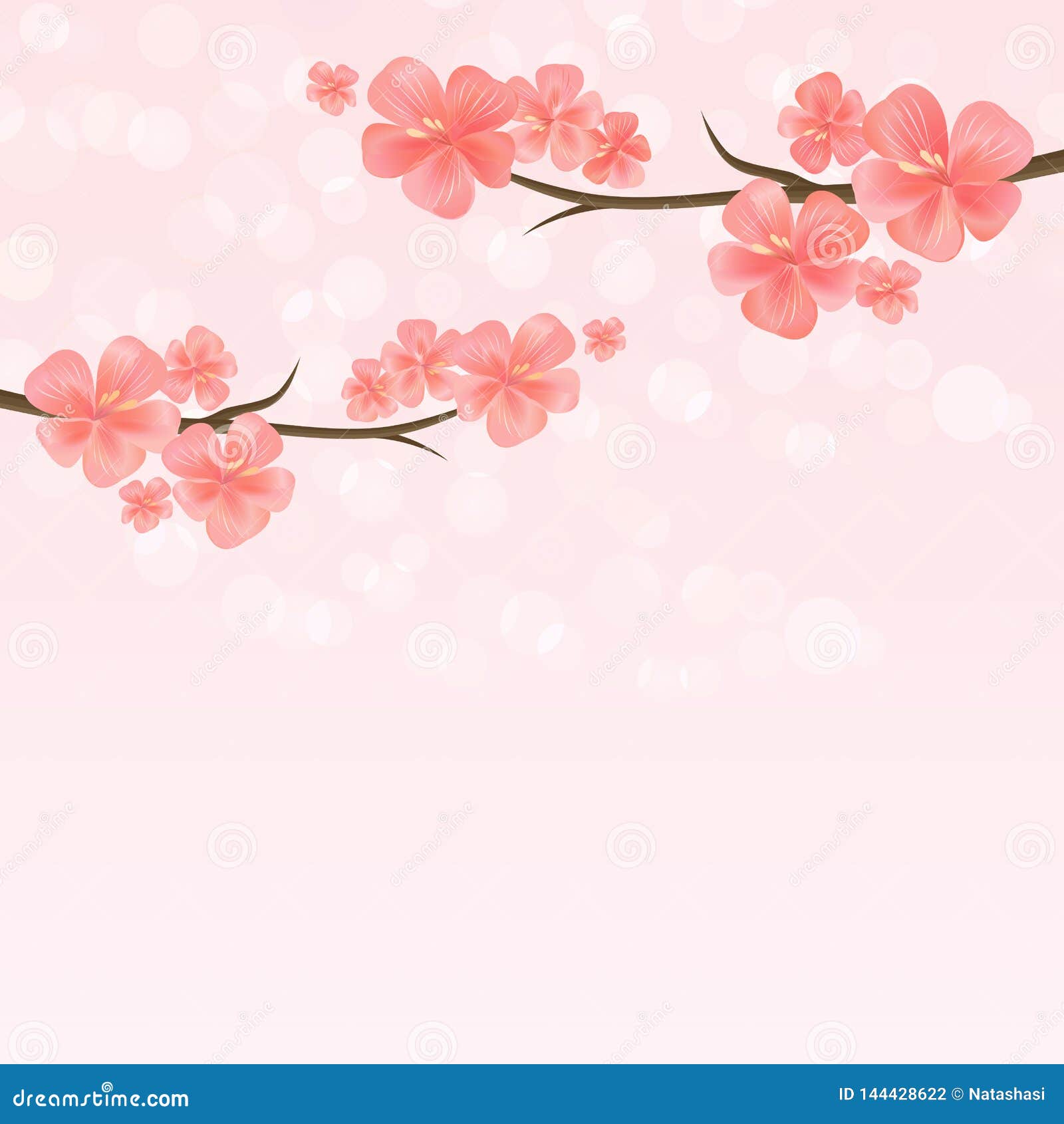 Diseño De Las Flores Flores De Sakura Rama De Sakura Con Las Flores Rama De  La Flor De Cerezo En Fondo Rosado Del Bokeh Vector Ilustración del Vector -  Ilustración de estilo,