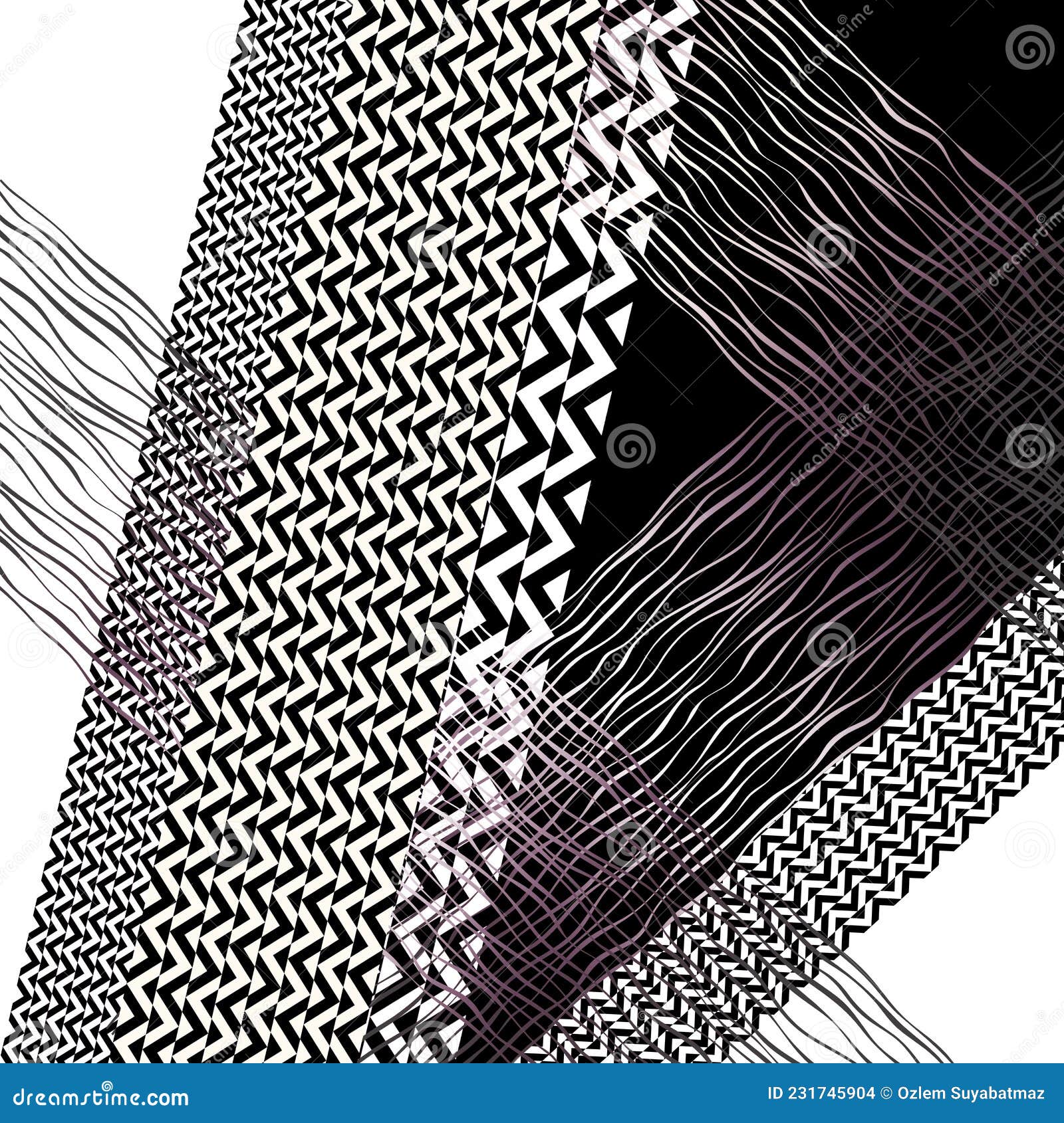 Diseño Pañuelo Seda Geométrica a Rayas Negras Y Blancas Stock de ilustración Ilustración de ropa: 231745904