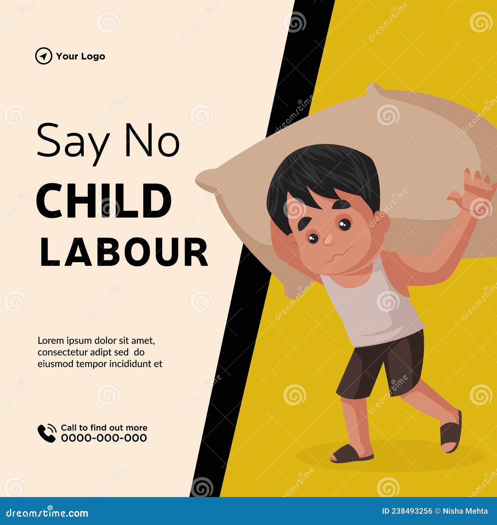 Diseño De Pancartas De Digamos No Al Trabajo Infantil Ilustración del  Vector - Ilustración de persona, hombre: 238493256