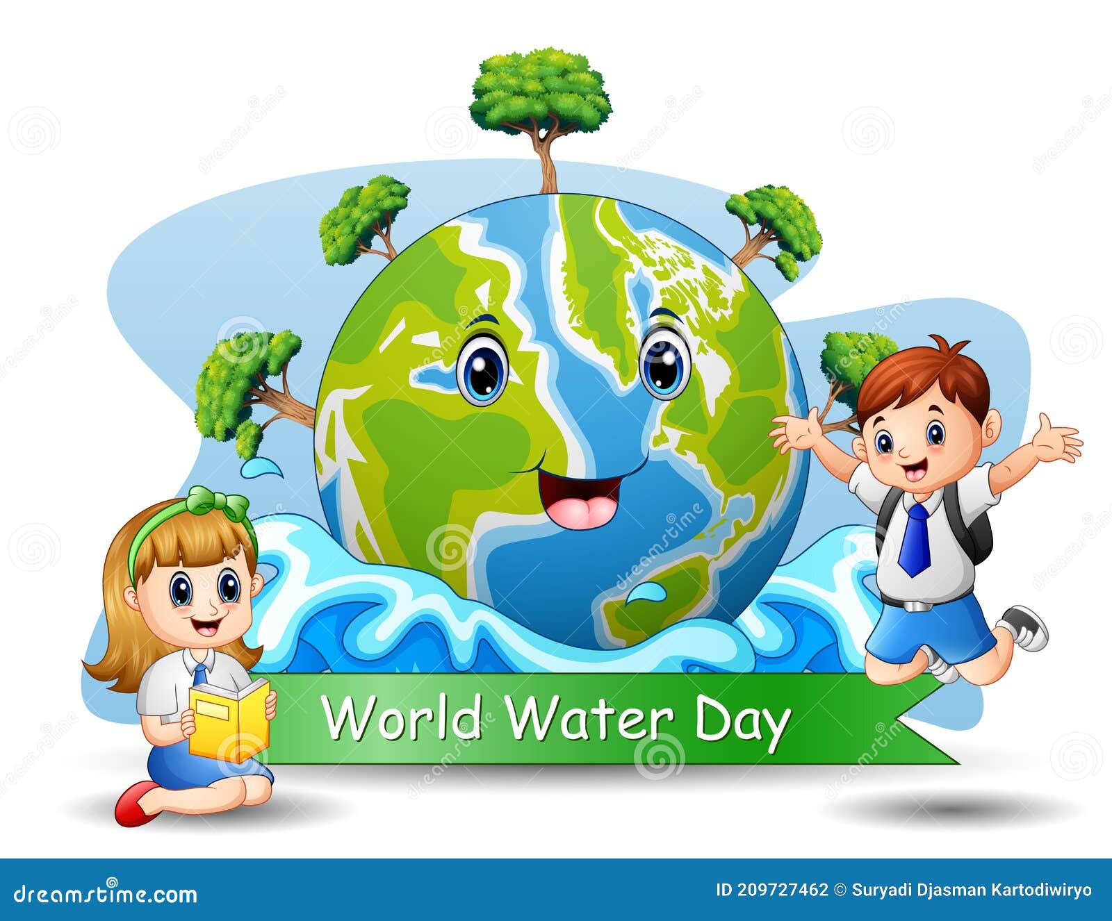 Diseño Del Día Mundial Del Agua Con Estudiantes Felices Ilustración del  Vector - Ilustración de agua, planeta: 209727462