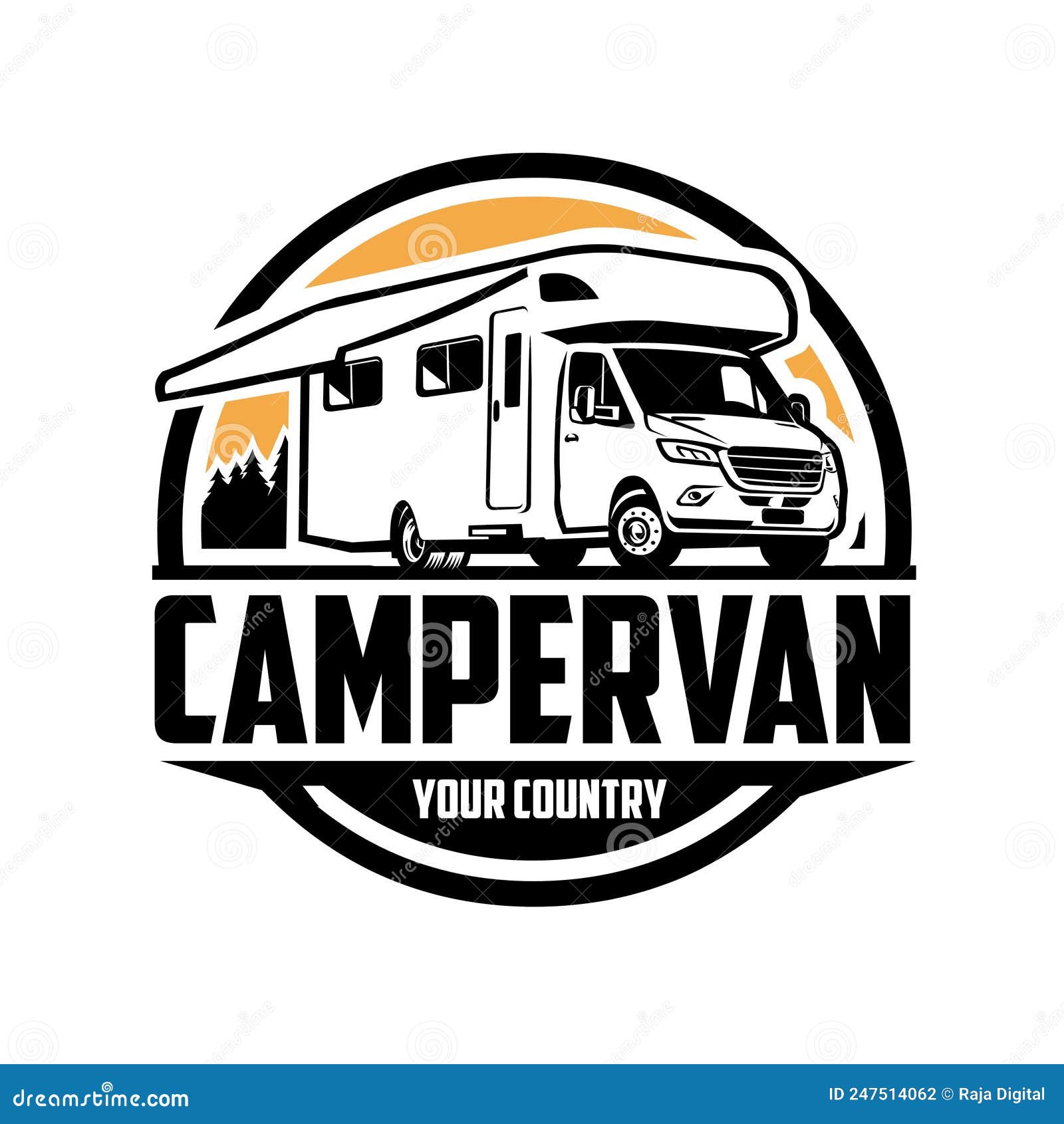 Diseño Del Logotipo De Camper Van. Logotipo De Emblema De Círculo ...