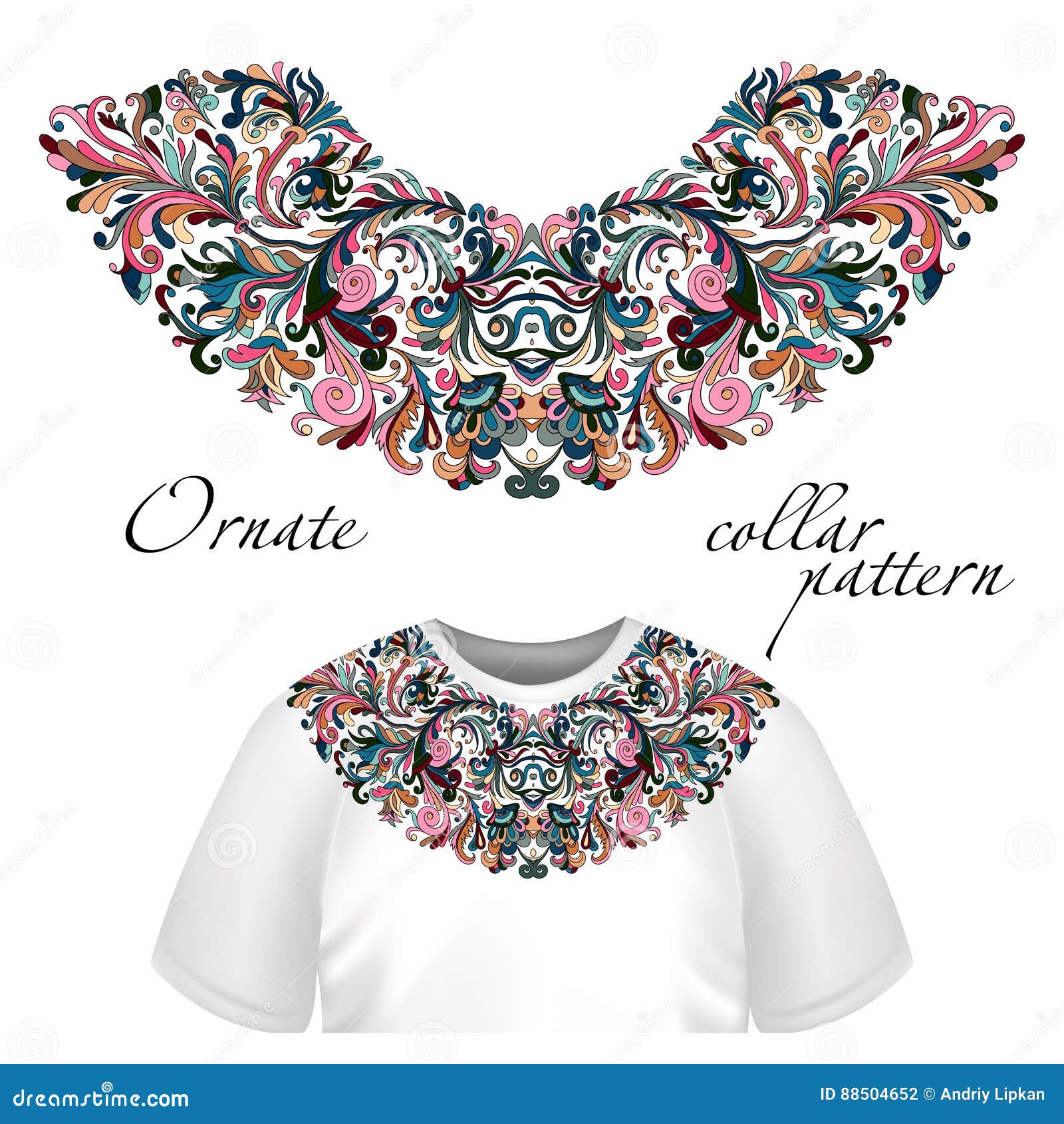 Diseño Del Vector Para Las Camisetas Y Las Blusas Línea étnica Colorida Del Cuello De Las Flores Bordado Para La Moda Ilustración del Vector Ilustración de azteca, naturalizado: 88504652