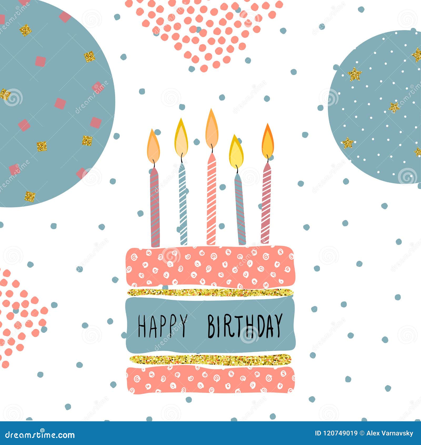 Diseño Handdrawn De La Tarjeta De Felicitación Del Cumpleaños Ilustración del Vector - Ilustración de confetti, fondo: 120749019