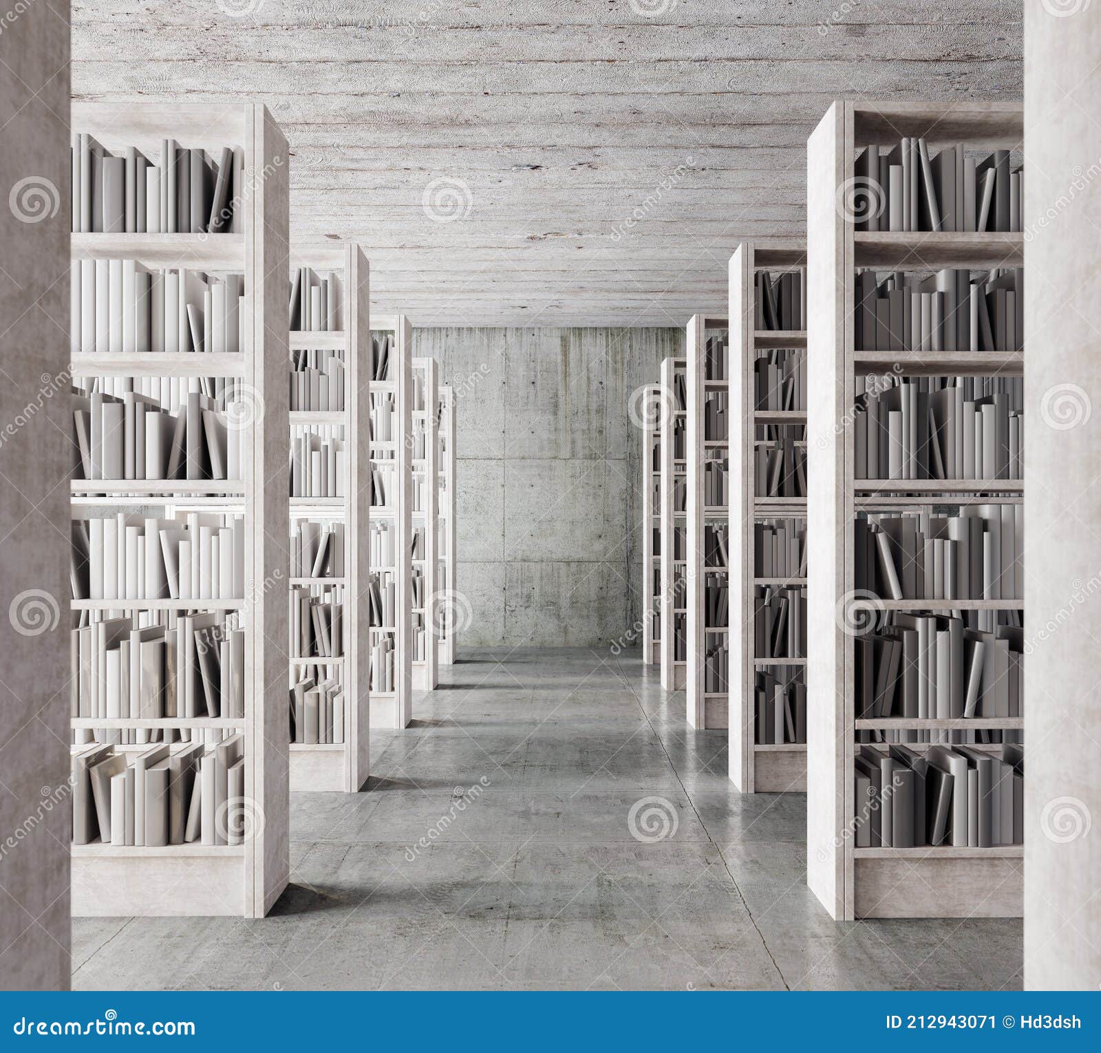 Librería de pared llena de libros renderizado 3d