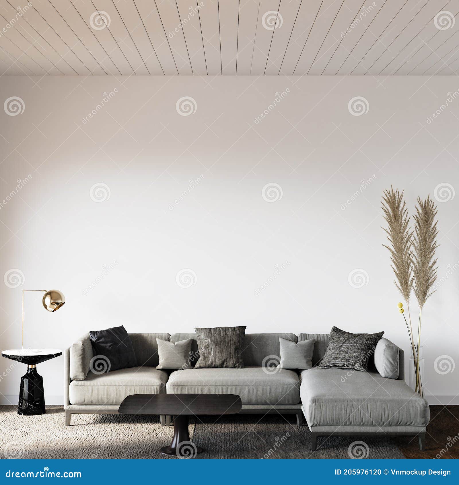 Diseño Interior De Sala De Estar Con Sofá Frente a La Pared Interior Vacía  De La Pared Blanca Mockup Stock de ilustración - Ilustración de cama,  vector: 205976120