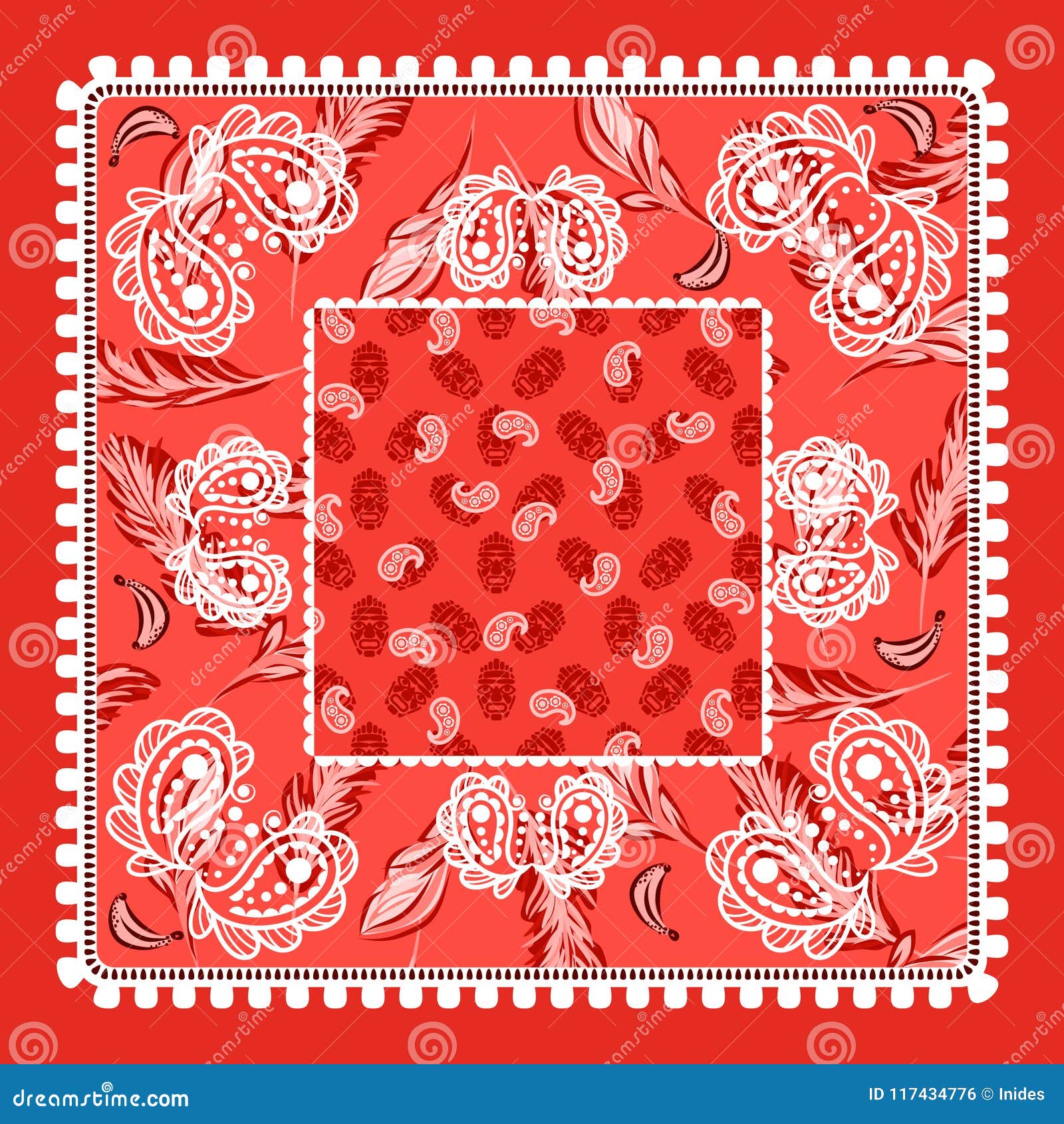 Diseño Rojo Vector De Paisley Del Ilustración Vector - Ilustración de bufanda, textura: 117434776