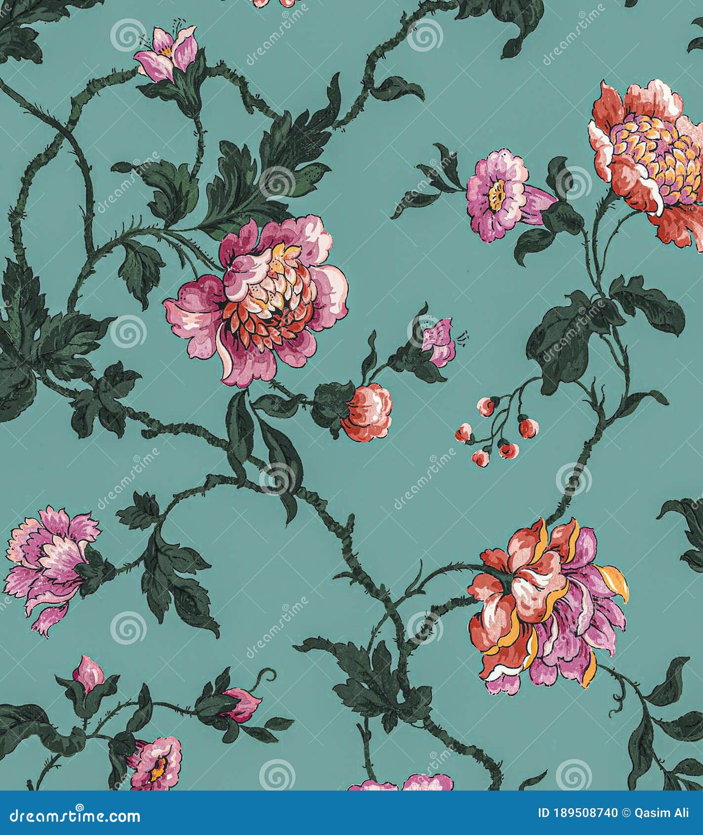 Diseño Textil Digital Patrón De Flores Para Impresión Digital Stock de  ilustración - Ilustración de tela, fondo: 189508740