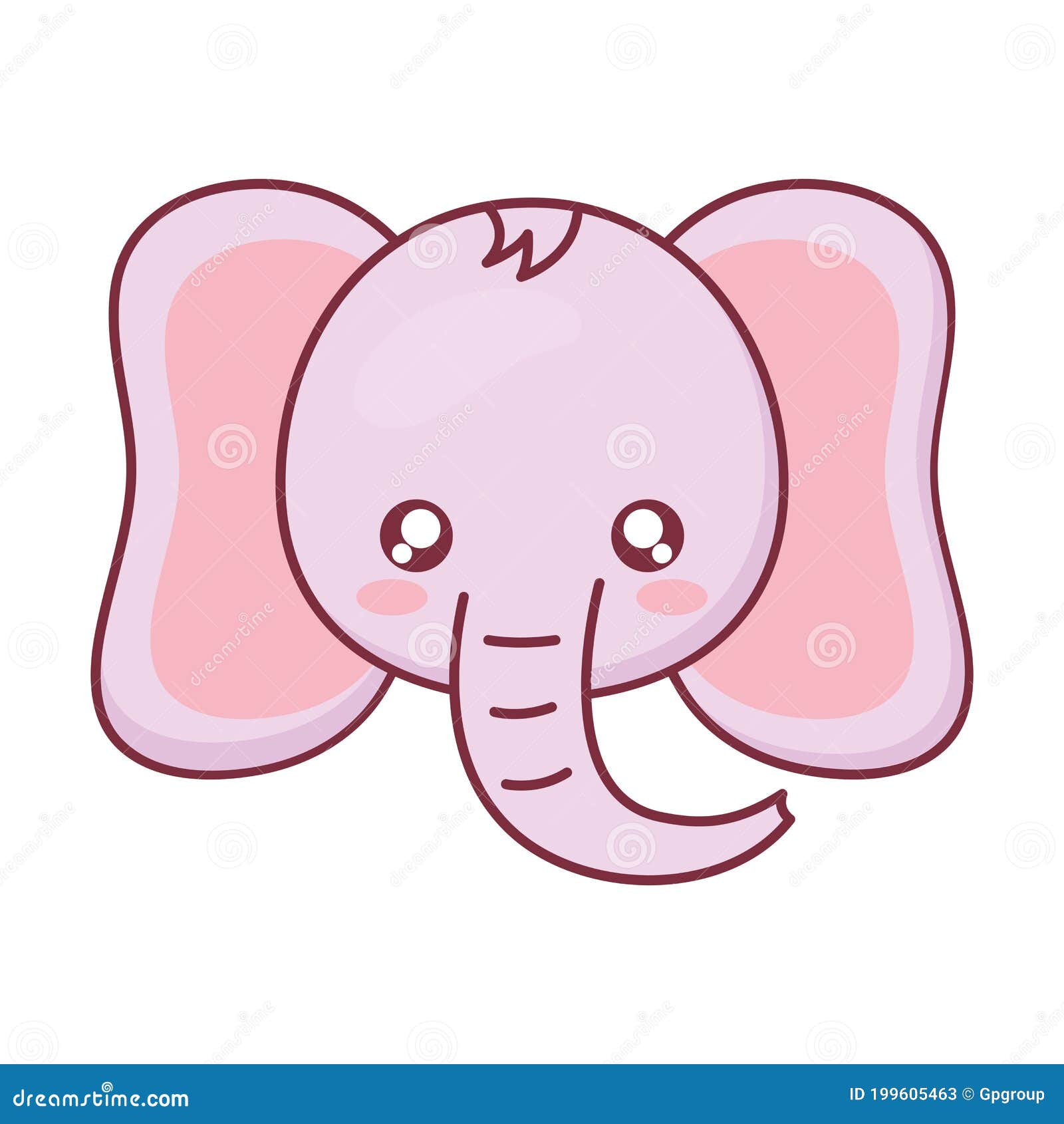 Diseño Vectorial De Dibujos Animados De Elefantes De Kawaii Ilustración del  Vector - Ilustración de adorable, facial: 199605463