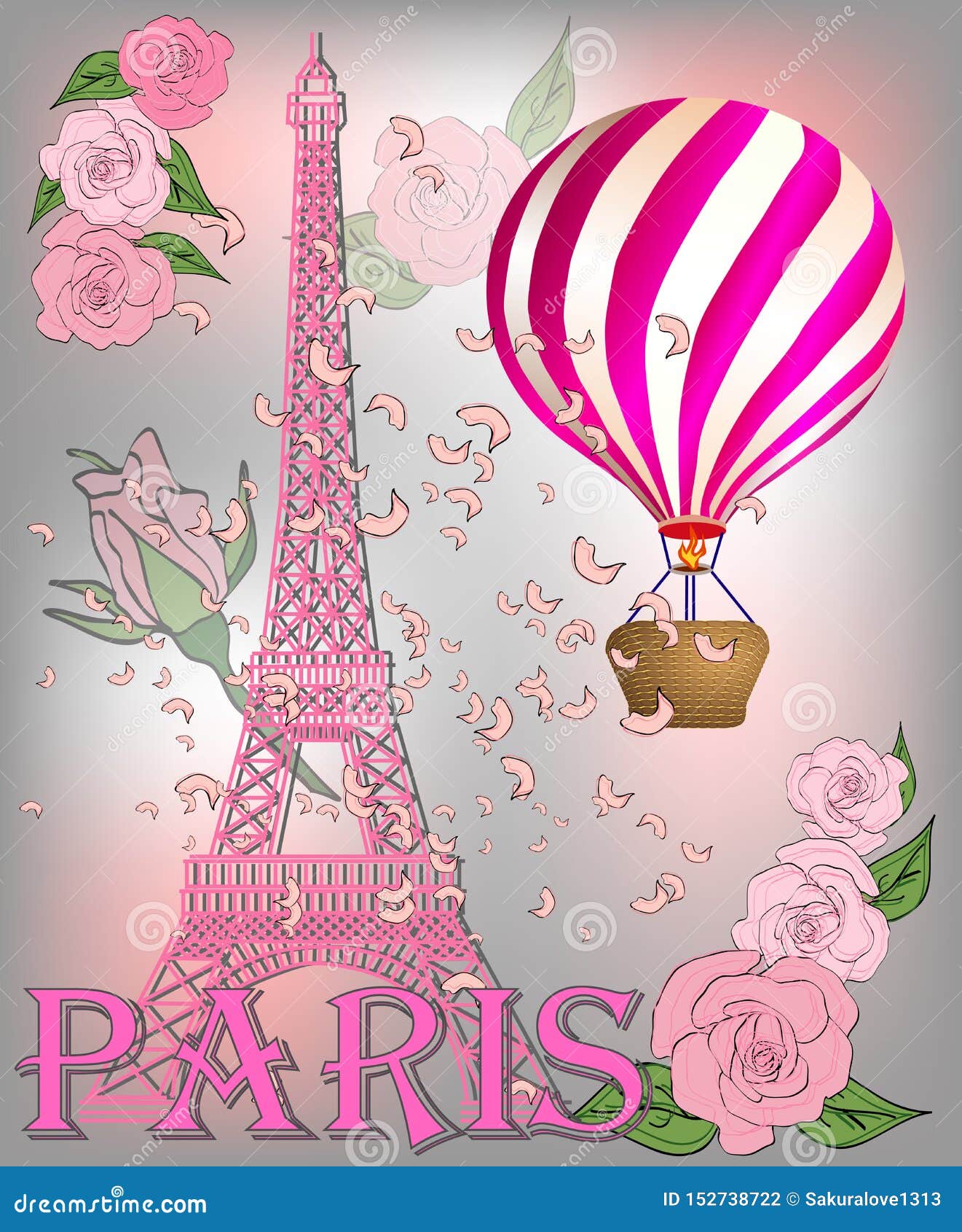 Dise?o Del Cartel De Francia Del Vintage Fondo Romántico Con La Torre Eiffel  Y Las Rosas Stock de ilustración - Ilustración de visita, francia: 152738722