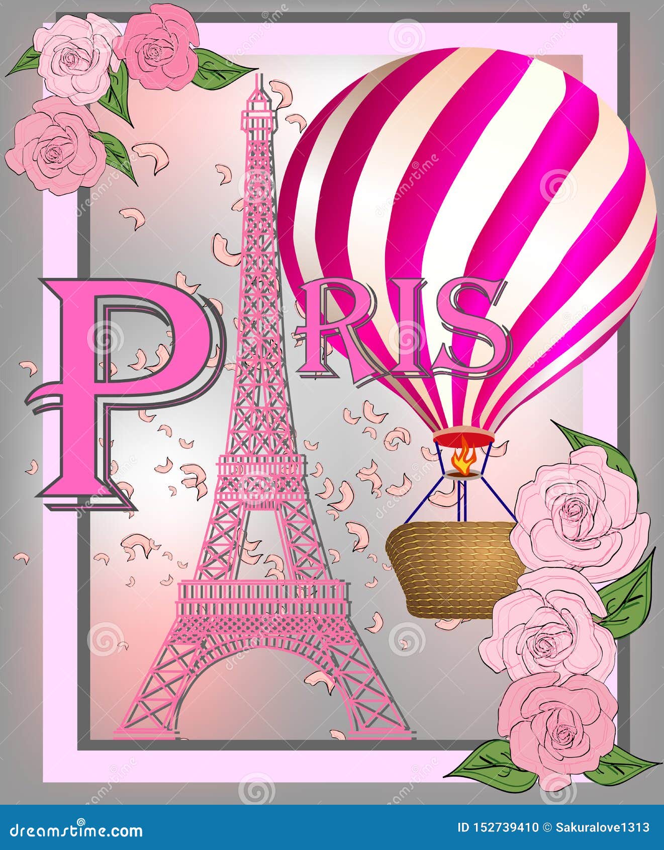 Dise?o Del Cartel De Francia Del Vintage Fondo Romántico Con La Torre Eiffel  Y Las Rosas Stock de ilustración - Ilustración de aislado, retro: 152739410