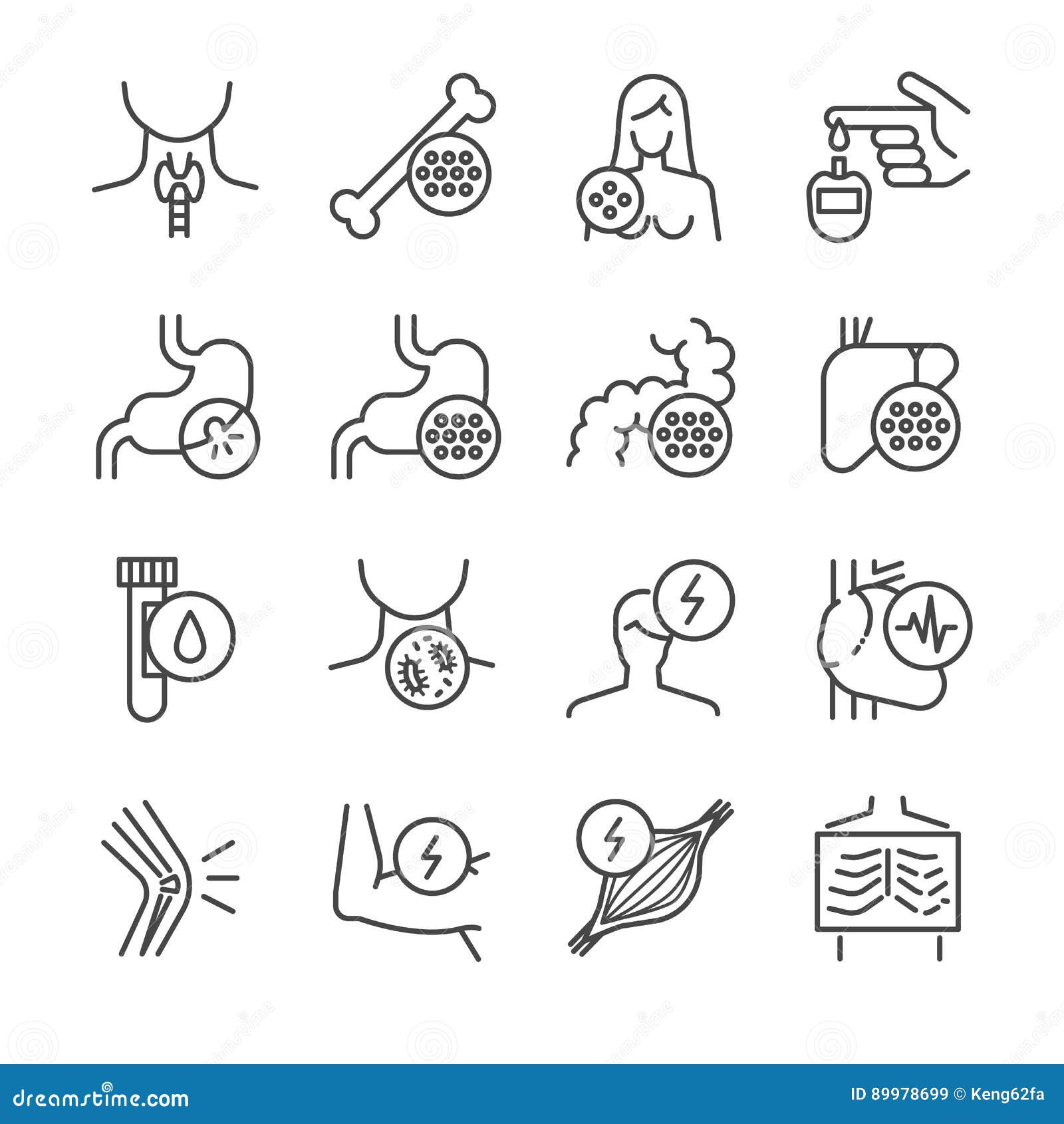 disease, illness and sickness icon set